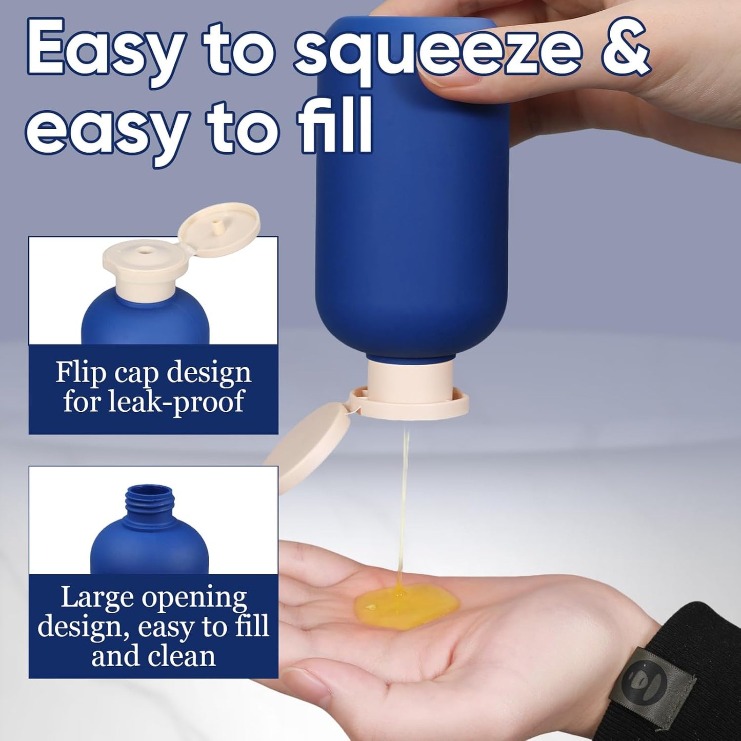 3 PACK Travel Shampoo Bottle, Empty Plastic Squeeze Bottles 6.8oz with Flip Cap, Lotion Container for Toiletries Travel Size Shampoo and Conditioner