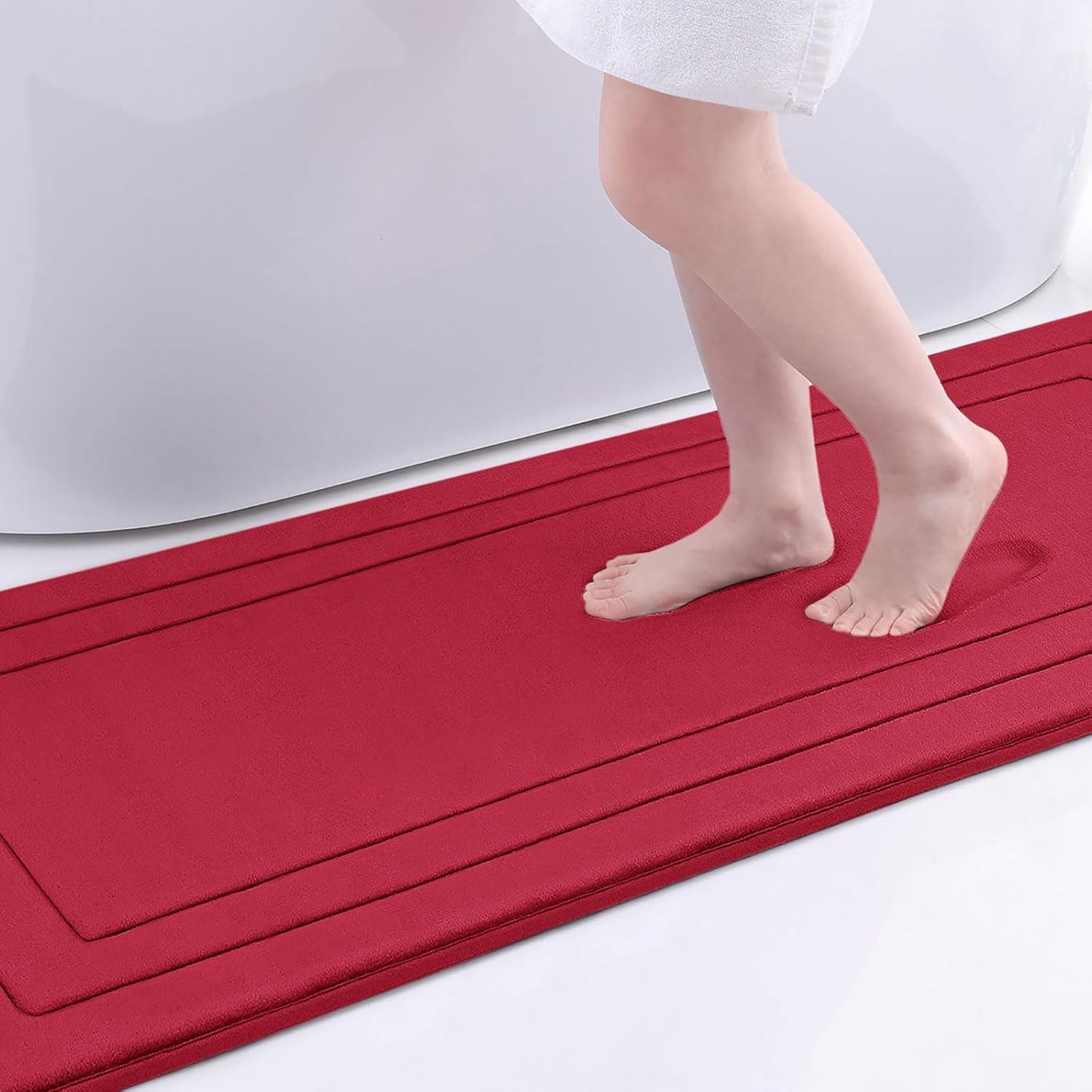Arotive Memory Foam Bathroom Rug Mat 70x24, Ultra Soft and Absorbent Bath Mat, Machine Wash Dry, Comfortable Bath Rug Carpet for Bathroom Floor, Tub and Shower, Red