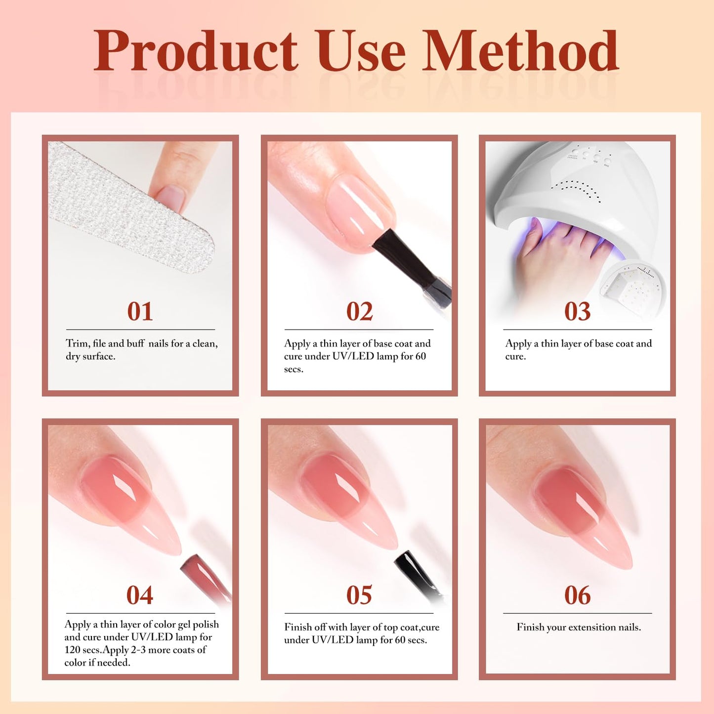 Double Rhythm Gel Nail Polish Set of 6 Colors Baby Light Pastel Milky Nail Polish Starter Kit Art DIY Salon Home (Jelly Sheer White Nude Brown Coffee,Kit 19)
