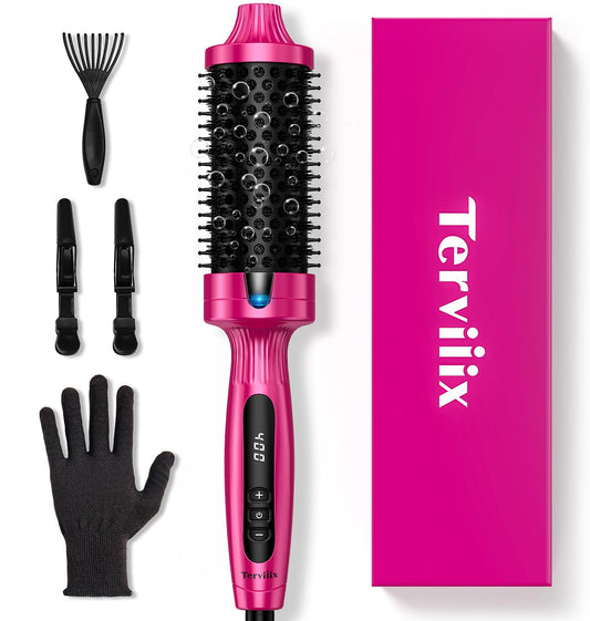 Terviiix 1.77" Ionic Thermal Brush, Heated Round Brush with Dual MCH Tech, 9 Temp Adjustments, 30S Fast Heating, Easily Create 90's Voluminous & Smooth Style, Non-Blowing, Dual Voltage