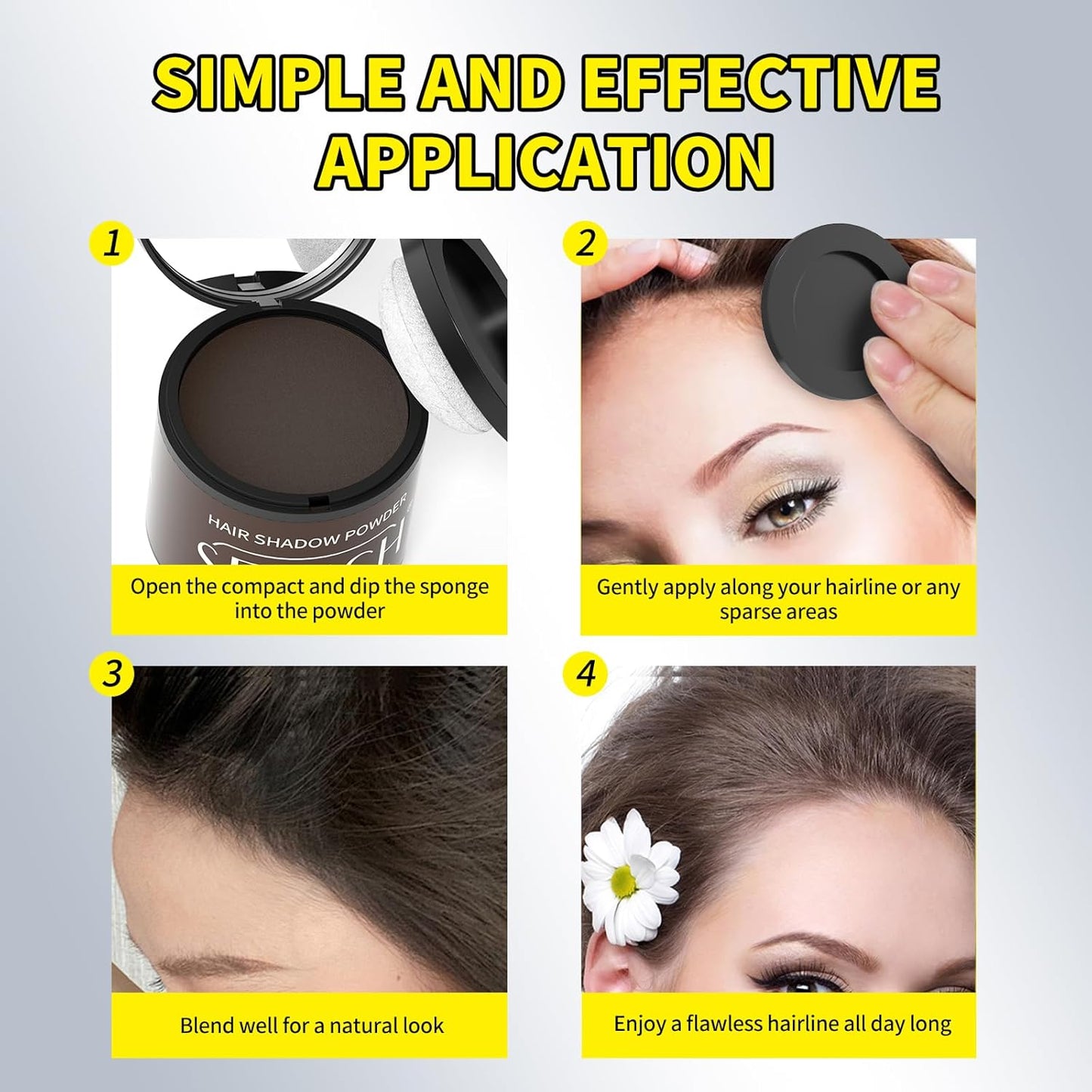 Sevich Hairline Powder 10g with Brush, Instantly Conceals Hair Loss & Thinning & Gray, 48H Waterproof Root Touch Up Powder, Natural Hair Shadow Toppers for Women & Men, 1 Box = 2.5 Boxes,Med Brown