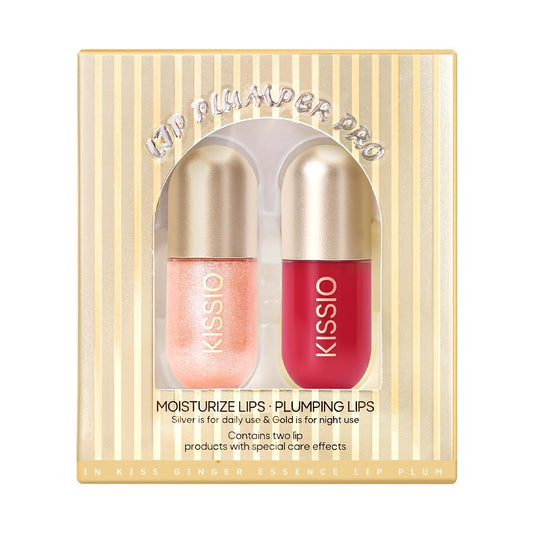 KISSIO Lip Plumper Set,Plumping,Moisturizing and Shimmer,Plumping Lip Gloss,Beauty Lips,01#Lemonade and 05#Dogwood