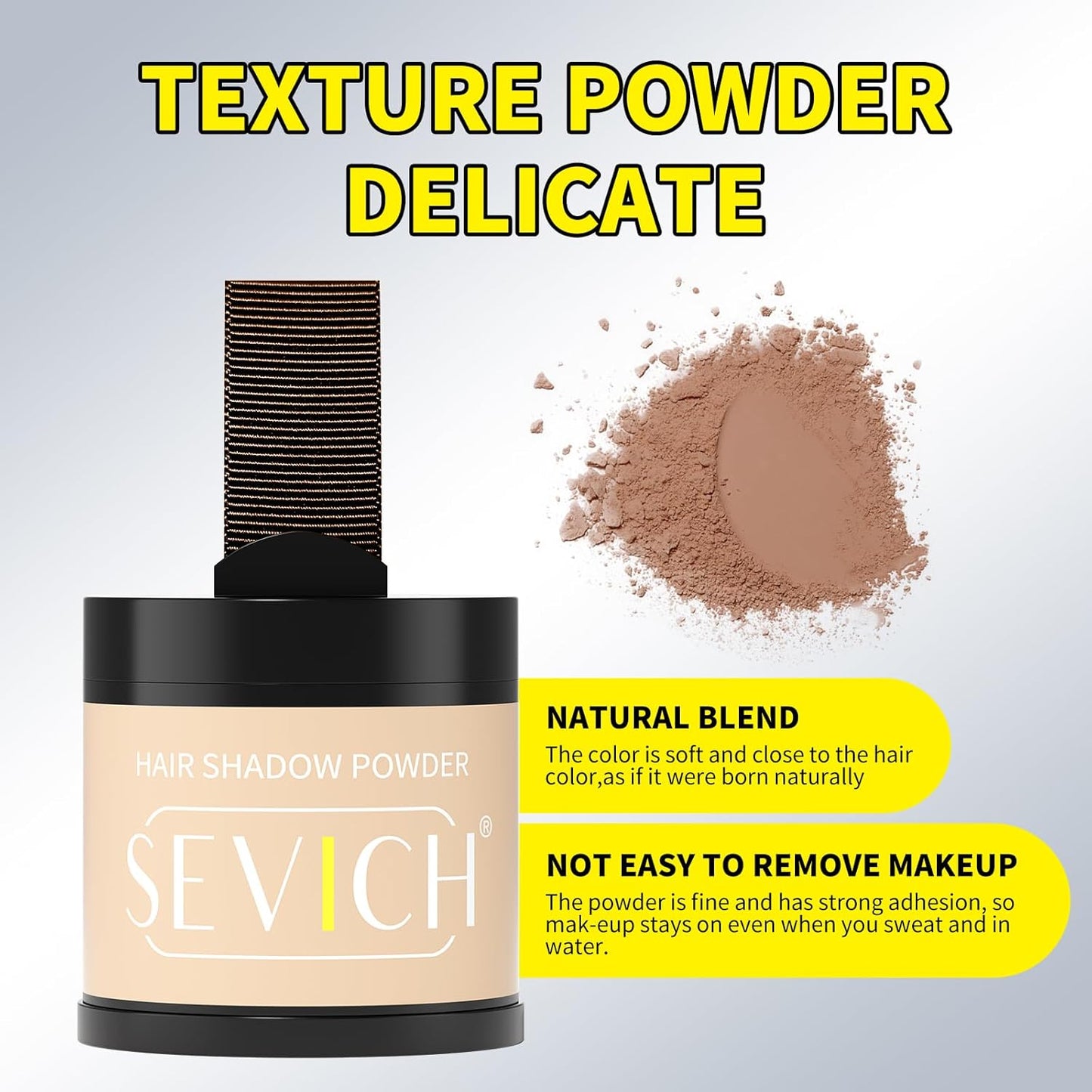 Sevich Hairline Powder 10g with Brush, Instantly Conceals Hair Loss & Thinning & Gray, 48H Waterproof Root Touch Up Powder, Natural Hair Shadow Toppers for Women & Men, 1 Box = 2.5 Boxes,Light Brown