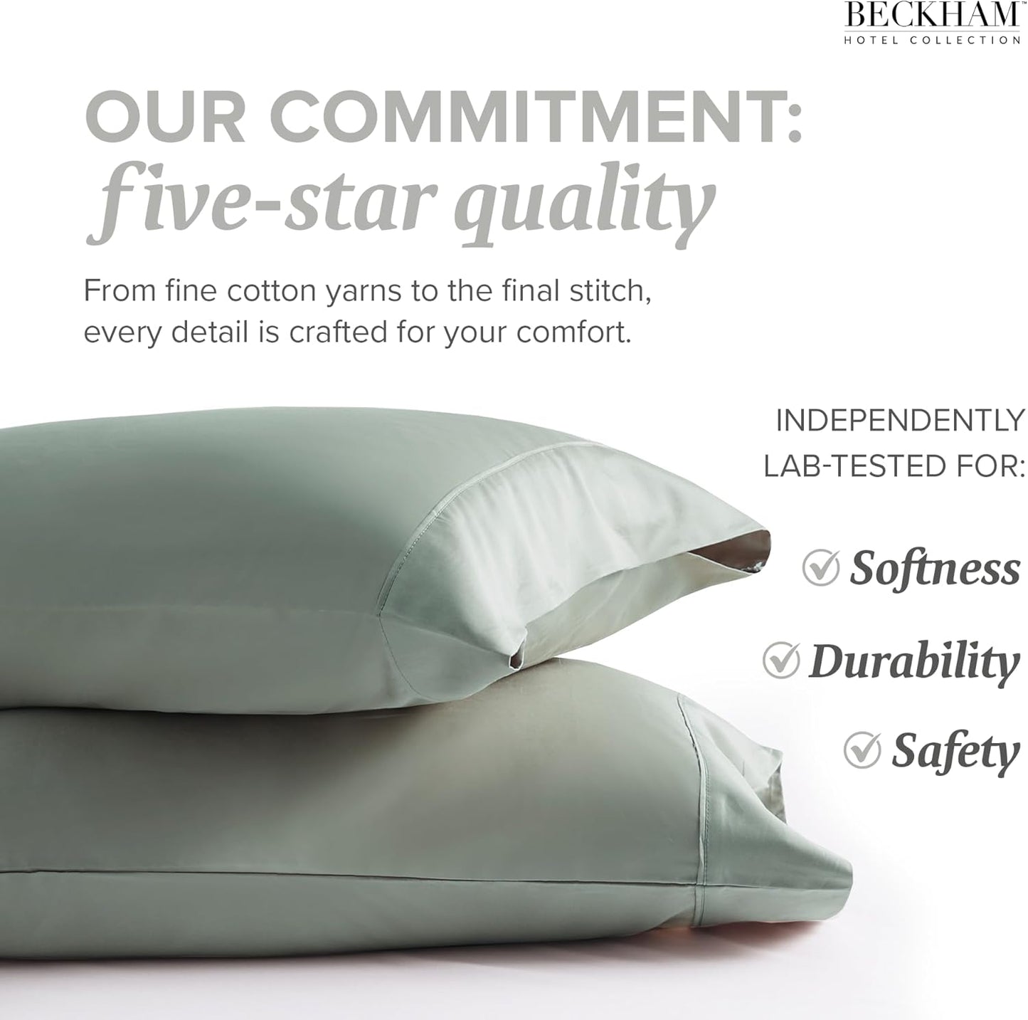 Beckham Hotel Collection Bed Pillowcases King Size Set of 2, 500TC 100% Cotton, Luxury Sateen Bedding, Open End, Breathable, Moisture-Wicking, Gray