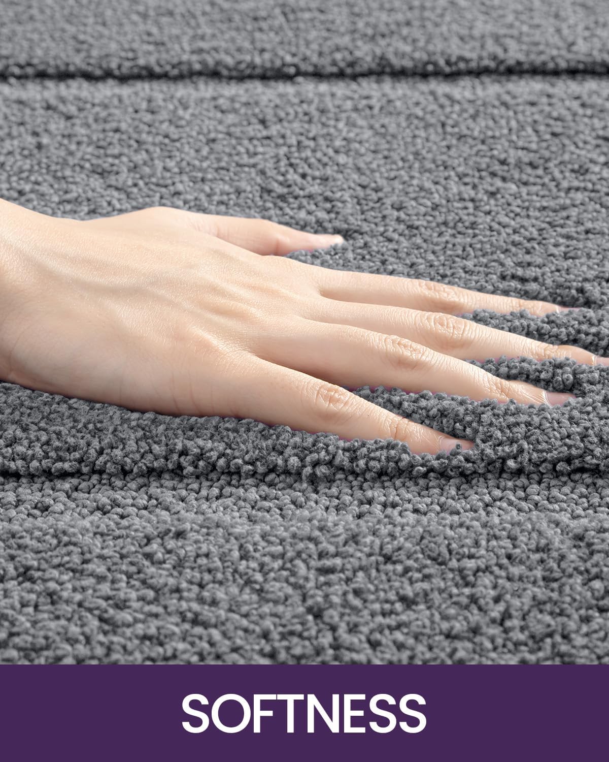 DEXI Bathroom Rugs 32x20, Washable Non Slip Bath Mat for Shower Floor, Absorbent Quick Dry Bathmat with Rubber Backing, Ultra Soft Plush Carpet for Tub, Grey