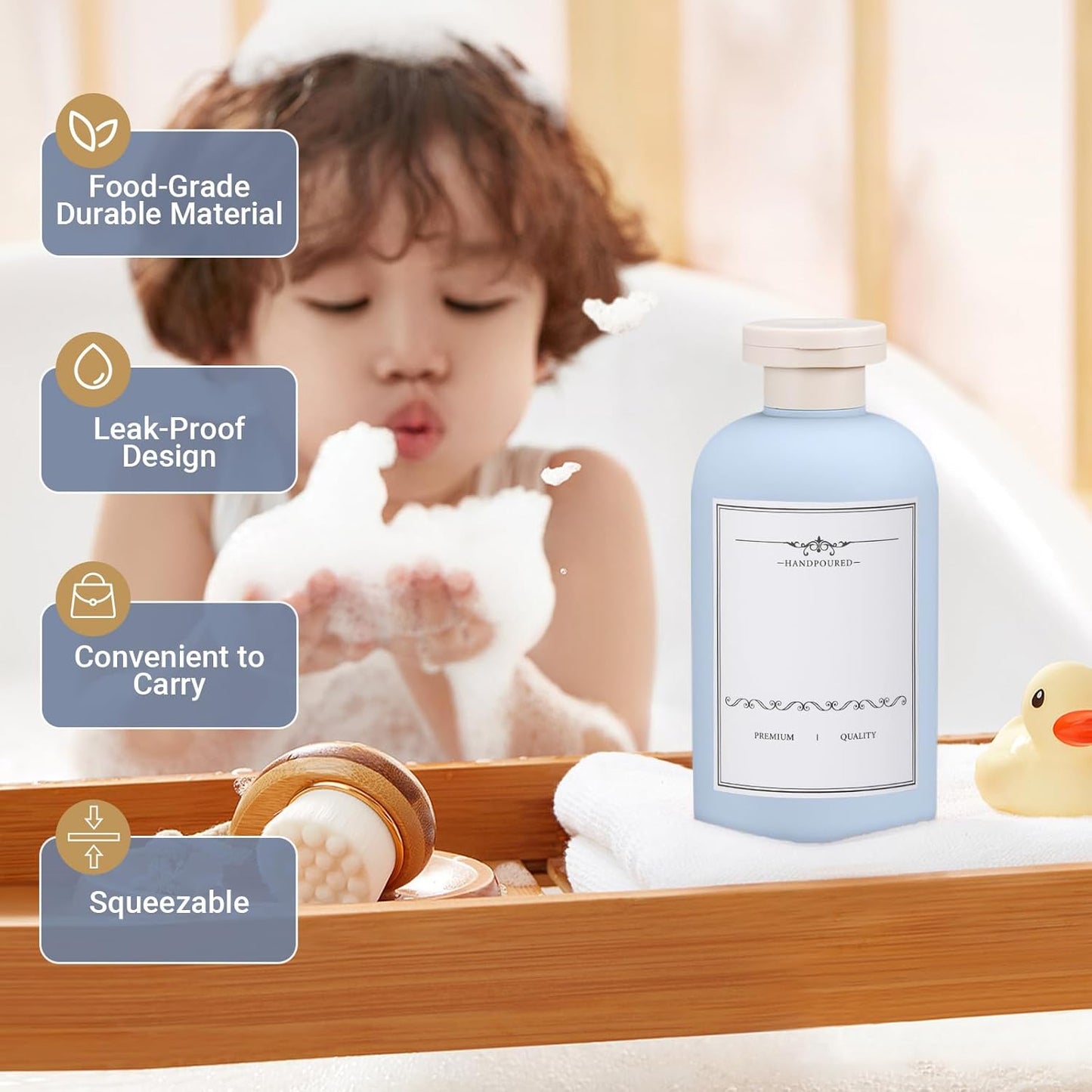 10oz Travel Shampoo Bottle, Empty Plastic Squeeze Bottles with Flip Cap, Lotion Container for Toiletries Travel Size Shampoo and Conditioner (3 PACK BLUE)