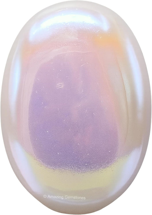 Amazing Gemstone Angel Aura Quartz Crystals and Healing Stones - Large Palm Stone Crystals Piedra - Crystal for Good Luck, Positive Energy, Meditation - Unique Stocking Stuffers, Gifts for Women, Men