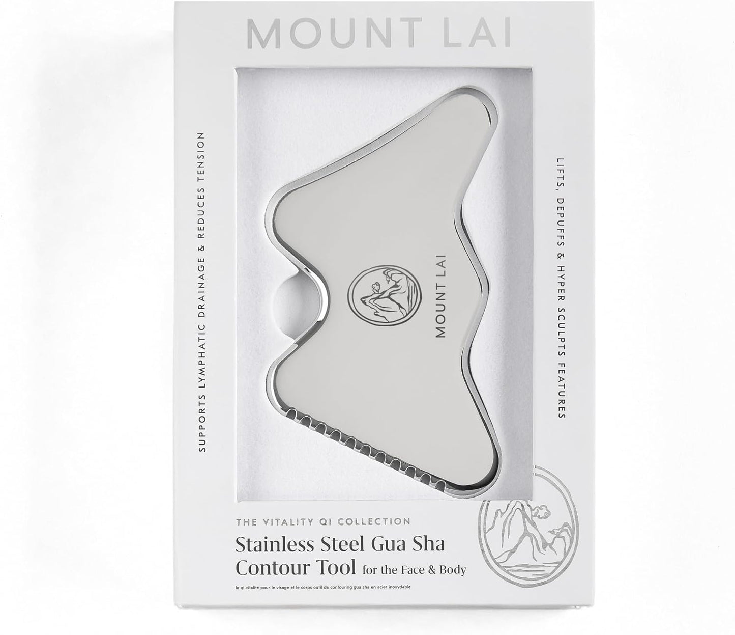 Mount Lai The Vitality Qi Stainless Steel Gua Sha Contour Tool - Face & Body Guasha Tools for Self-Care, Sculpting, Puffiness Relief & Muscle Tension Massage