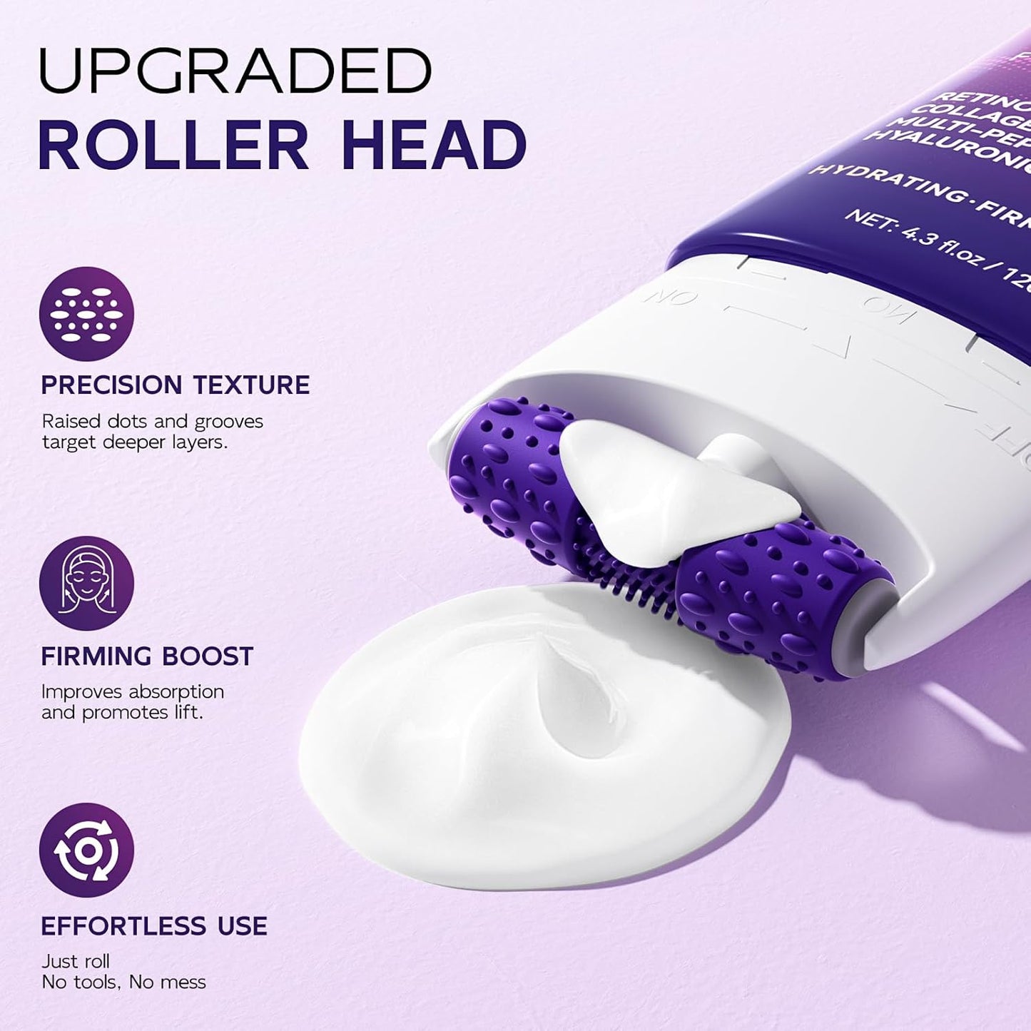 Firming Neck Cream with Retinol, AH-8 Hexapeptide Collage, Firm Sagging Skin on the Neck and Décolleté, Promote Skin repair, Neck Firming Cream with Massage Roller, Value Size 4.3 fl oz