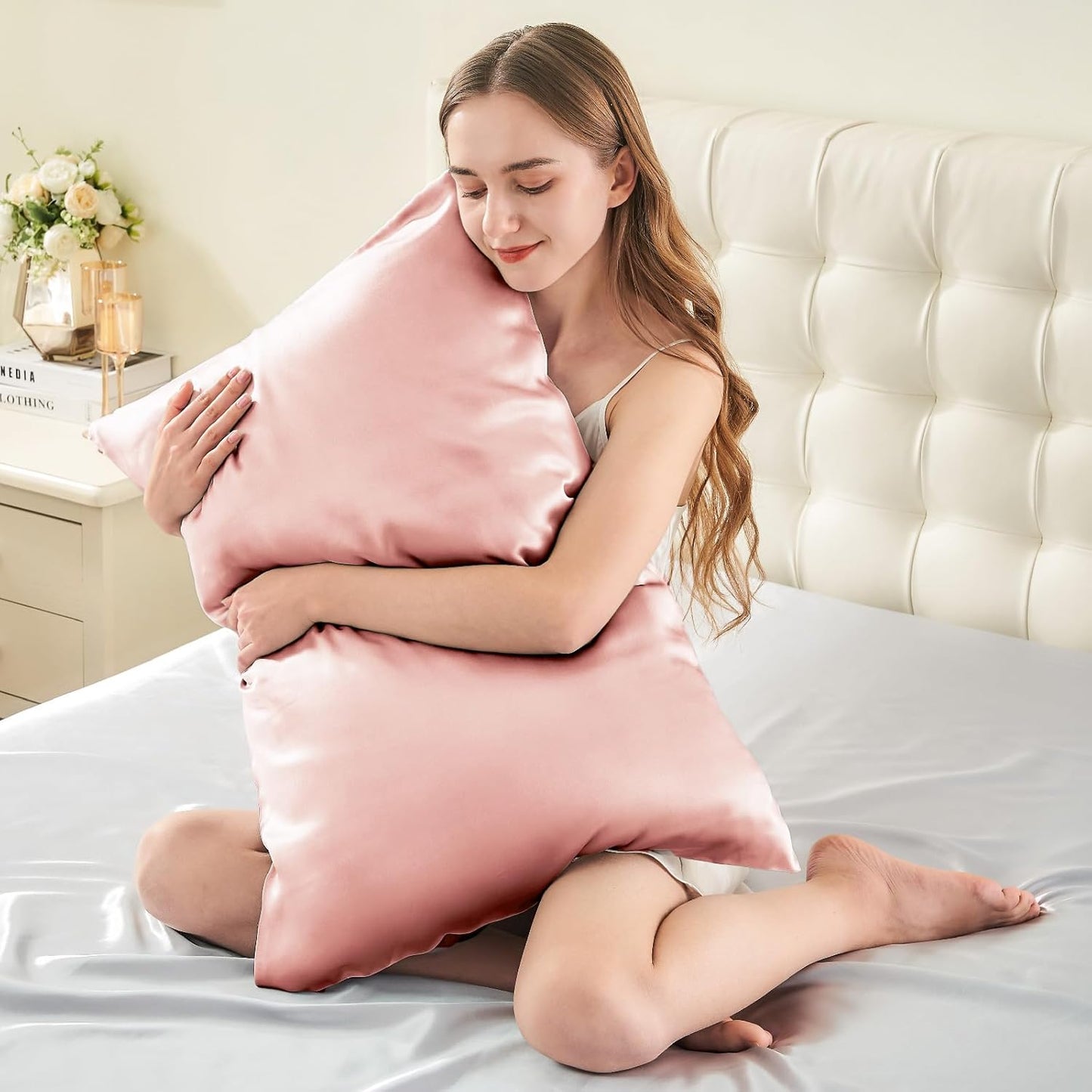 INFIIXSO Silk Pillow Cases 2 Pack Standard Size, Ultra Smooth & Soft Mulberry Silk Pillow Case for Hair and Skin, Breathable Cooling Silk Pillowcase with Hidden Zipper (Rose Pink, 20x26 Inches)