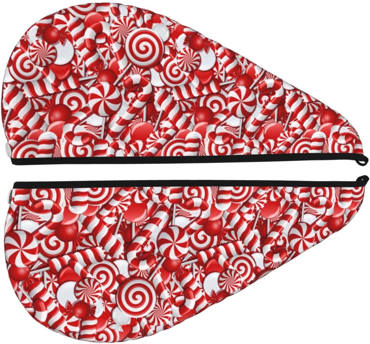 Christmas Swirl Candy Hair Towel Wrap Microfiber Fast Drying Hair Turban with Buttons for Women Drying Curly, Long & Thick Hair