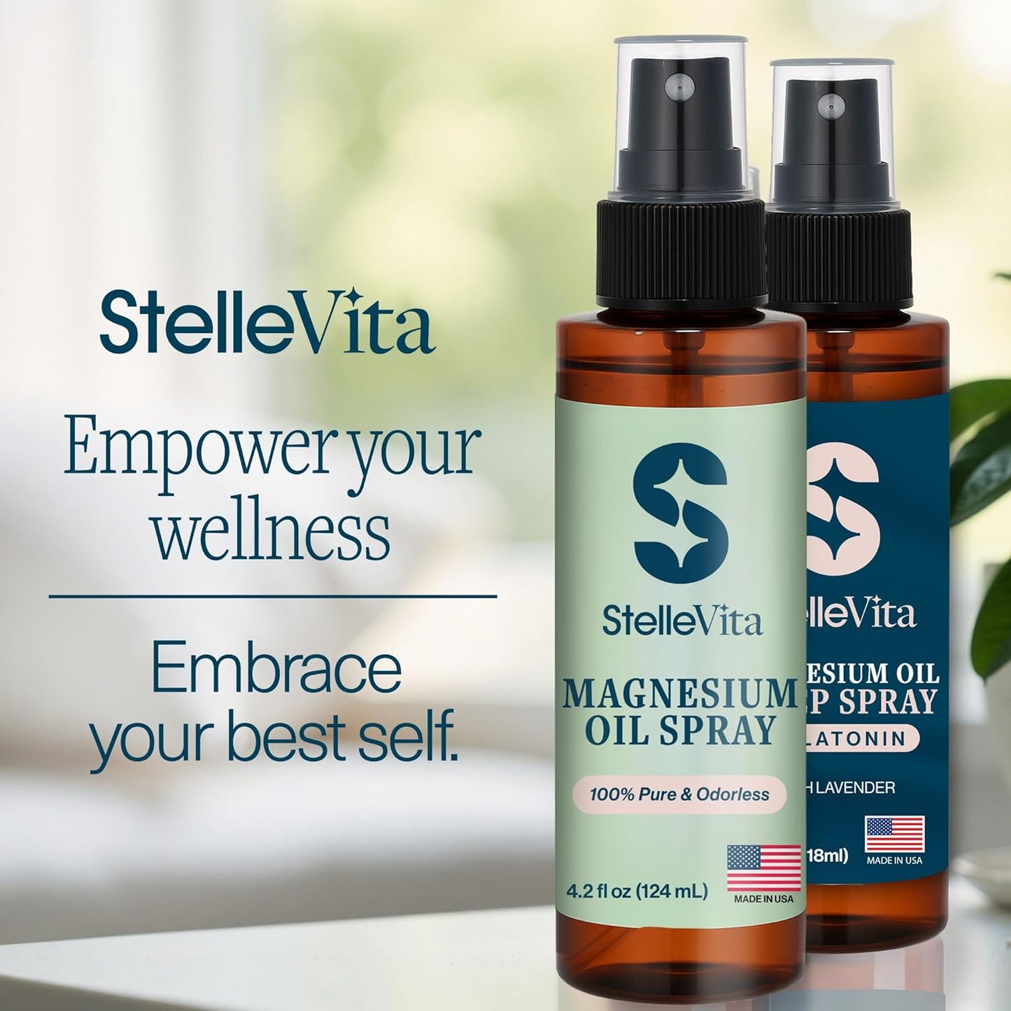 Pure Magnesium Oil Spray 4oz - Extra Strength Topical Magnesium Spray for Feet, Body & Skin Care - Sleep and Relaxation 100% Natural Made in USA