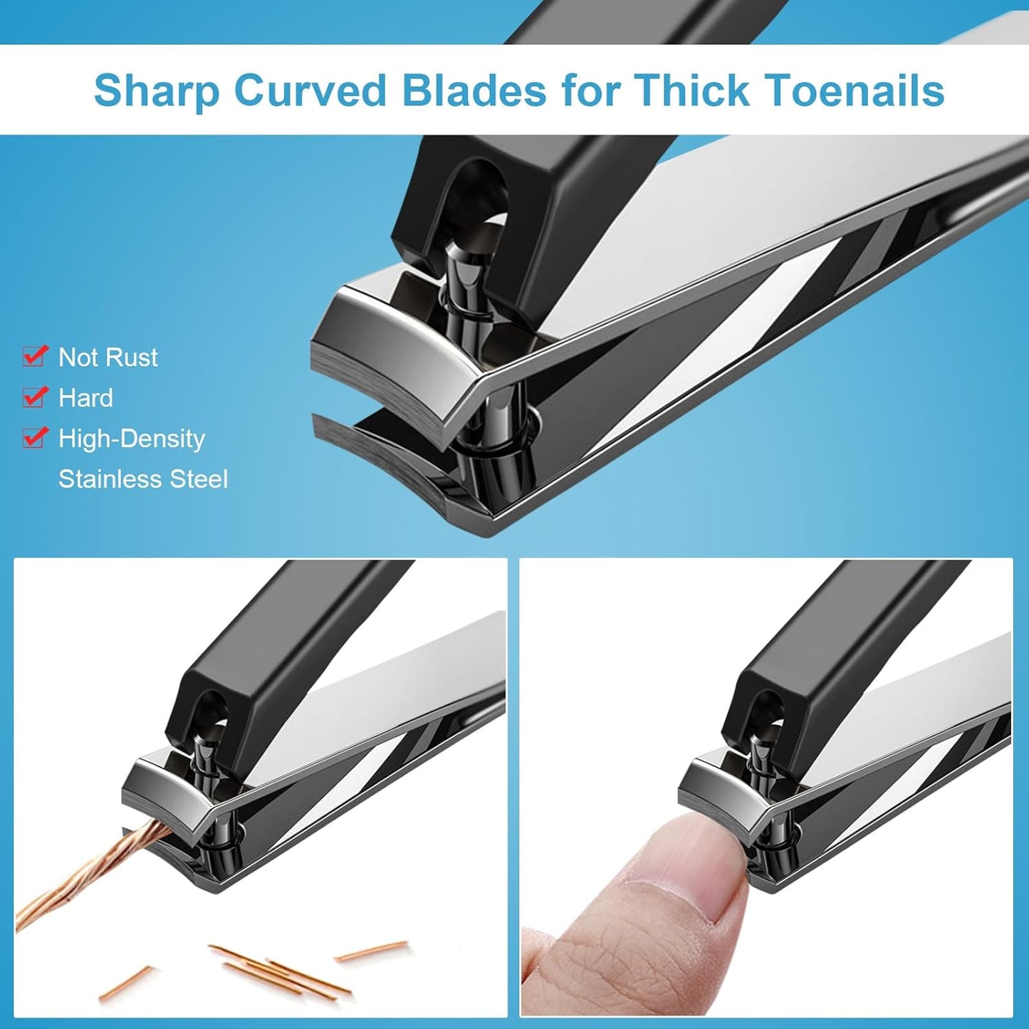 Toenail Clipper for Adults, Have Duty Nail Clipper for Ingrown Toenails, Fingernail Clippers for Thick Nails, Seniors, Men, Women, Super Sharp Curved Blade Grooming Tool