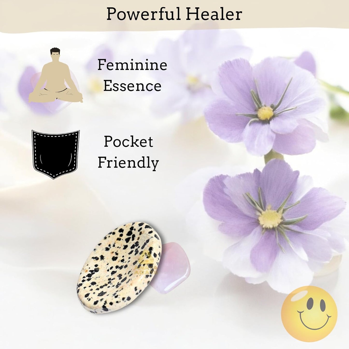 Dalmatian Jasper Worry Stones – Crystal Thumb Worry Stone for Anguish, Stress – Relaxing and Soothing Balance Stones for Meditation, Stress Relief – Healing Stones and Crystals for Men and Women