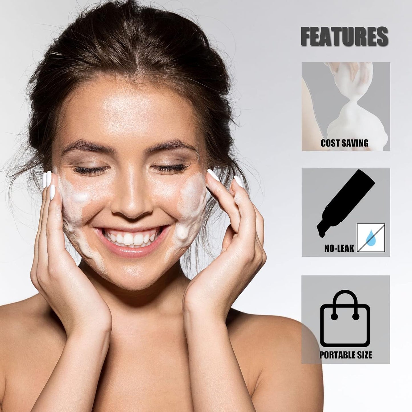 Lil Ray 2 Oz Empty Black Foam Pump Bottle, Foamer Soap Dispenser for Lash Shampoo, Hand Soap, Foaming Cleaner(Black Pump, 12 PCS)