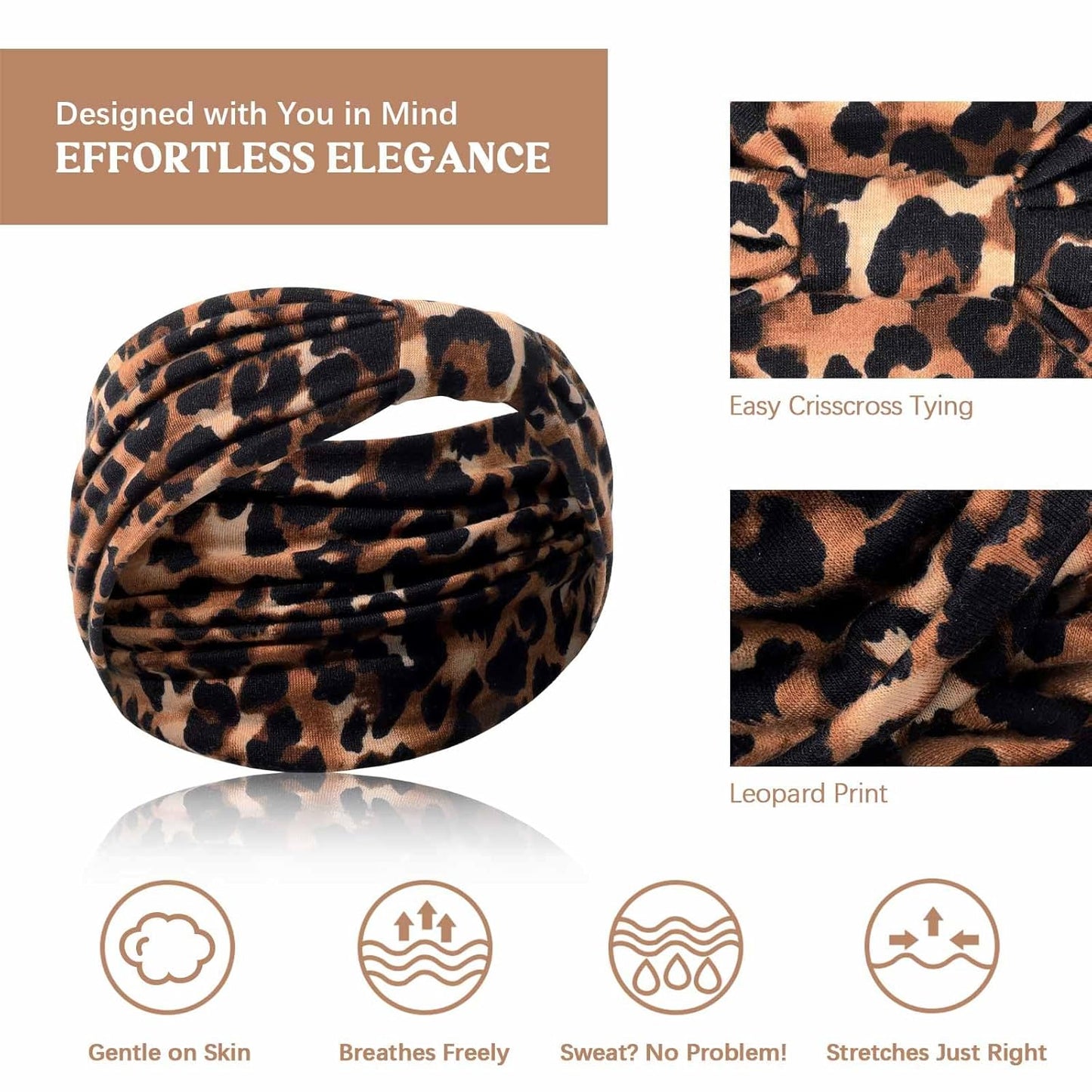 Wide Headbands for Women Knotted No Slip Head Bands Soft Turban Headband Hair Accessories Boho African Solid Color Head Wraps for Women Yoga Workout Pack of 6