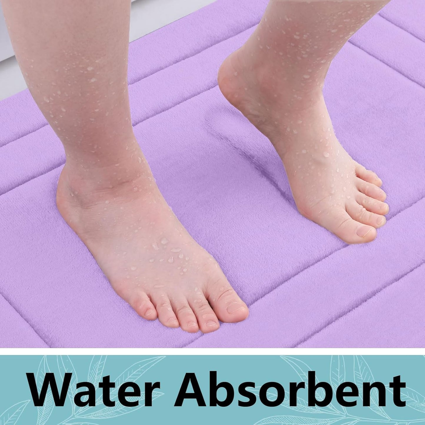 Arotive Memory Foam Bathroom Rug Mat 47x20, Ultra Soft and Absorbent Bath Mat, Machine Wash Dry, Comfortable Bath Rug Carpet for Bathroom Floor, Tub and Shower, Lavender