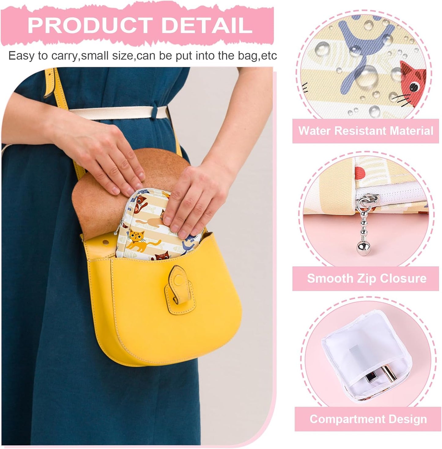 Desing Wish Period Bag Pouch Soft Cloth Sanitary Napkin Storage Bag Portable Menstrual Pad Pouches Tampon Holder for Purse First Period Kit for Girls 9-12 (Strawberry)