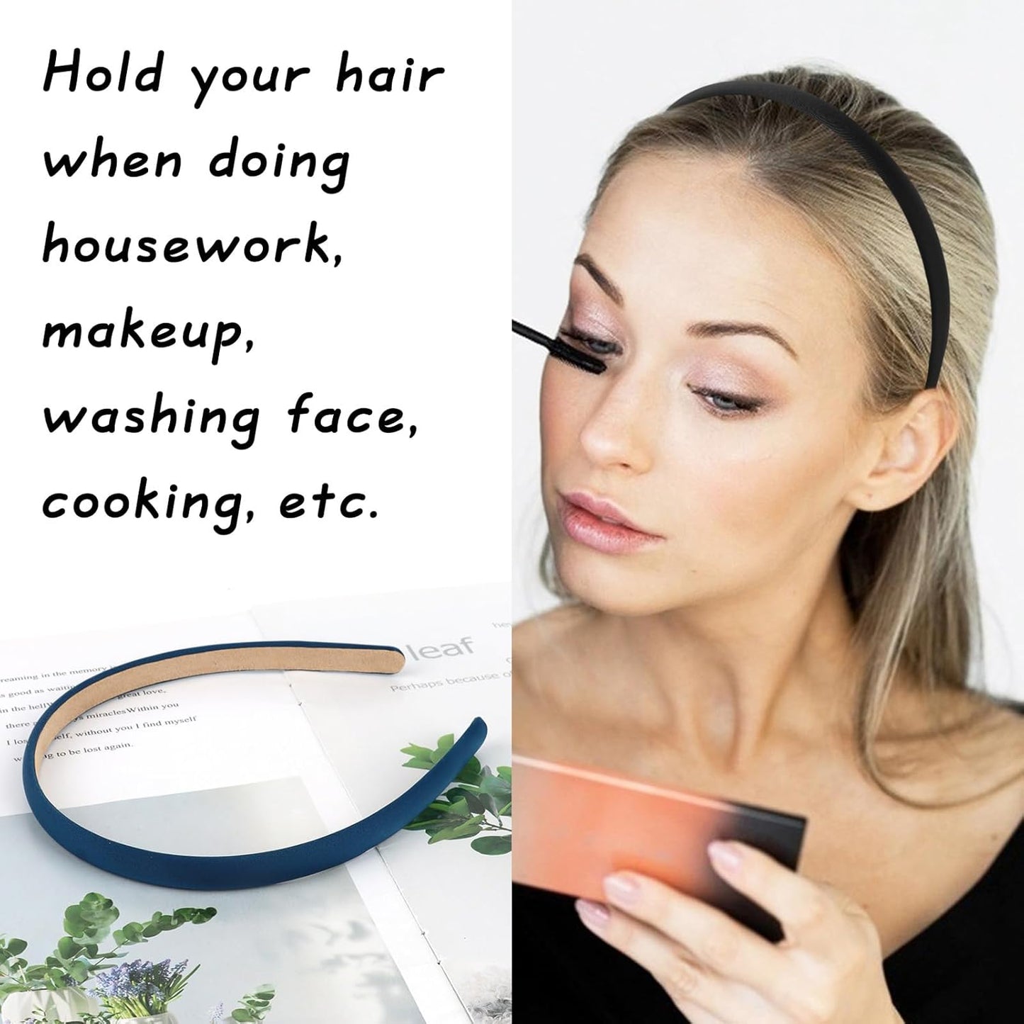 Wecoe Multicolored Narrow Satin Headbands, 10pcs Non Slip Fashion Hair Bands for Women & Girls' Hair - Holiday & DIY Costume Accessories