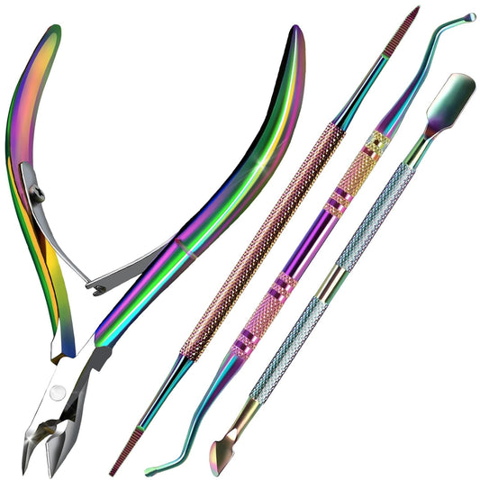 FANDAMEI Cuticle Kit, 4 PCS Nail Care Kit, Manicure Pedicure Tools, Nail Cuticle Nippers, Ingrown Toenail Tools Kit, Toenail File and Lifters Stainless Steel, Nail Lifter, Nail Cuticle Pusher