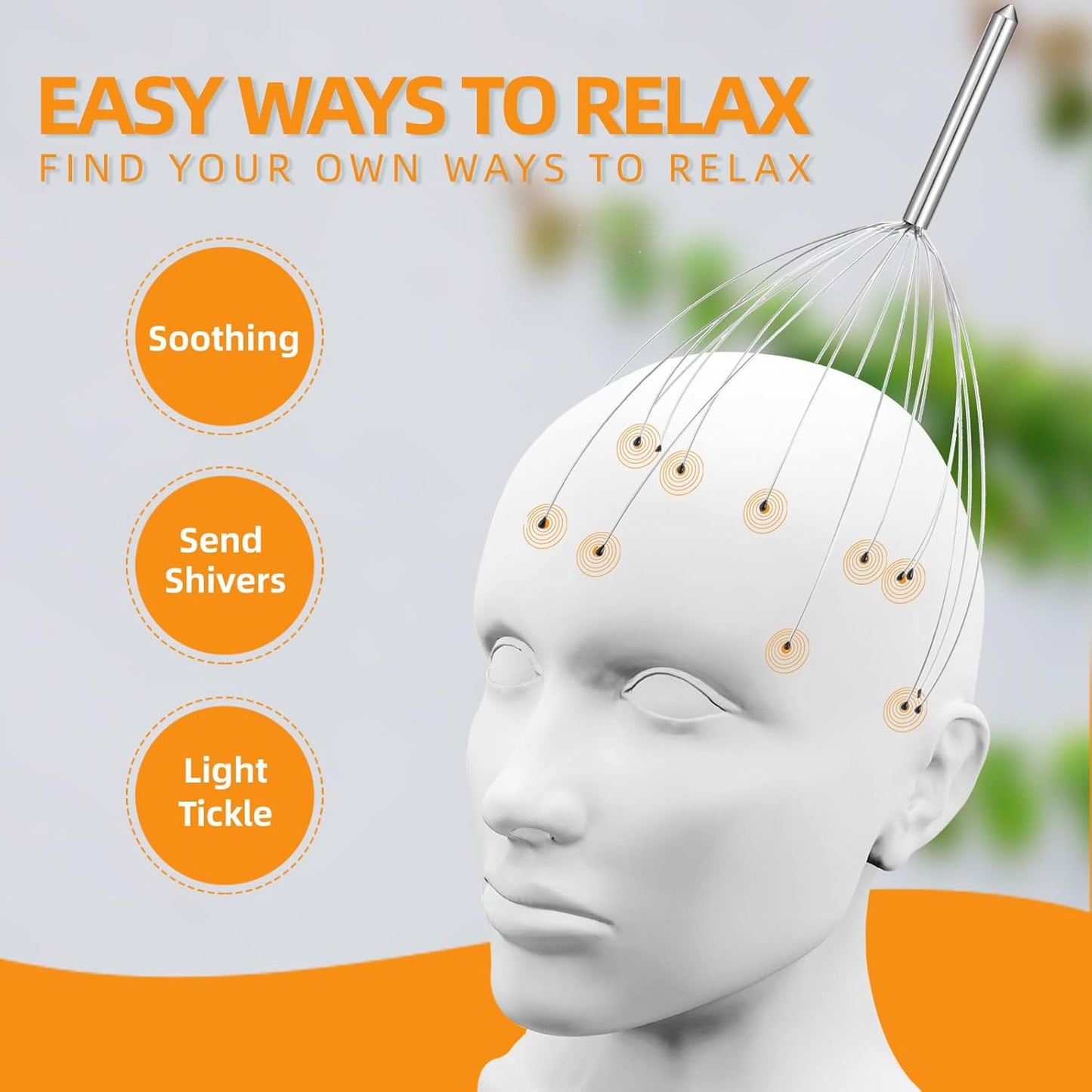 YEZY Head Massager 20 Fingers Head Scratcher Scalp Massager, Back Scratcher, Stocking Stuffers for Scalp Massage Back Massage (Silvery)