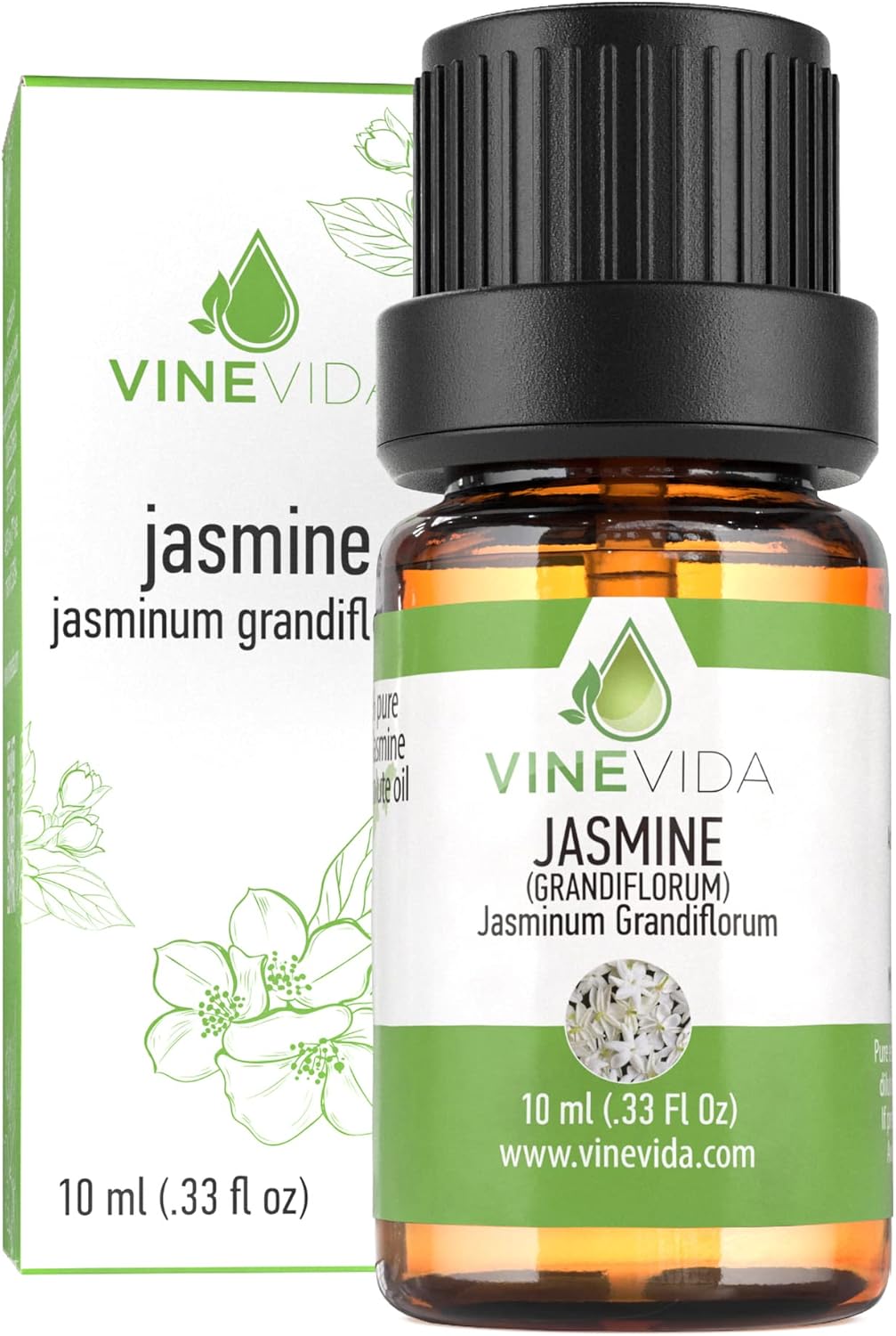 VINEVIDA Jasmine Essential Oil 10 mL - Undiluted Jasmine Oil 10 mL - Jasmine Candle Oil Scent - DIY Candle Scents for Candlemaking - 10 mL Essential Oil for Soap Making Safe for Skin