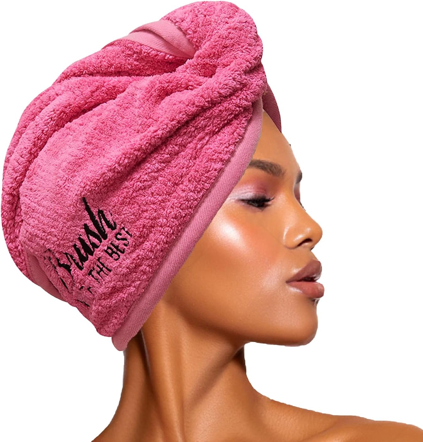 Felicia Leatherwood Microfiber Hair Towel Wrap - Quick Drying, Anti Frizz & Gentle on Hair - Easy to Use, Saves Time, Lightweight & Compact - for Curly, Long & Thick Hair - Men & Women - Pink