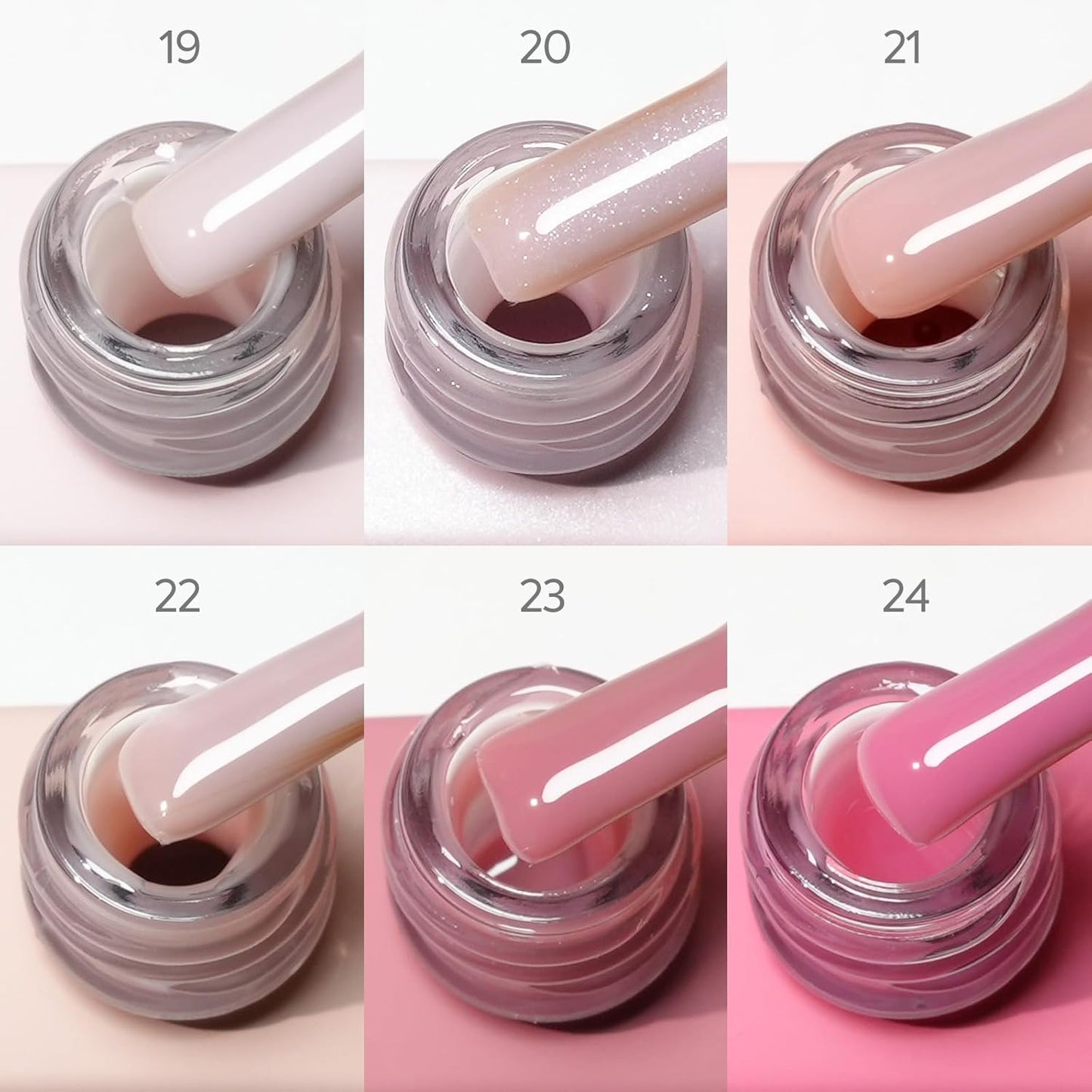 CANNI 6 Pcs 9 Ml Nude Pink Builder Nail Gel Polish Set- Jelly Pink Builder for Nails Strengthener Gel Thickening Extension for Beginners DIY Home Salon Manicure