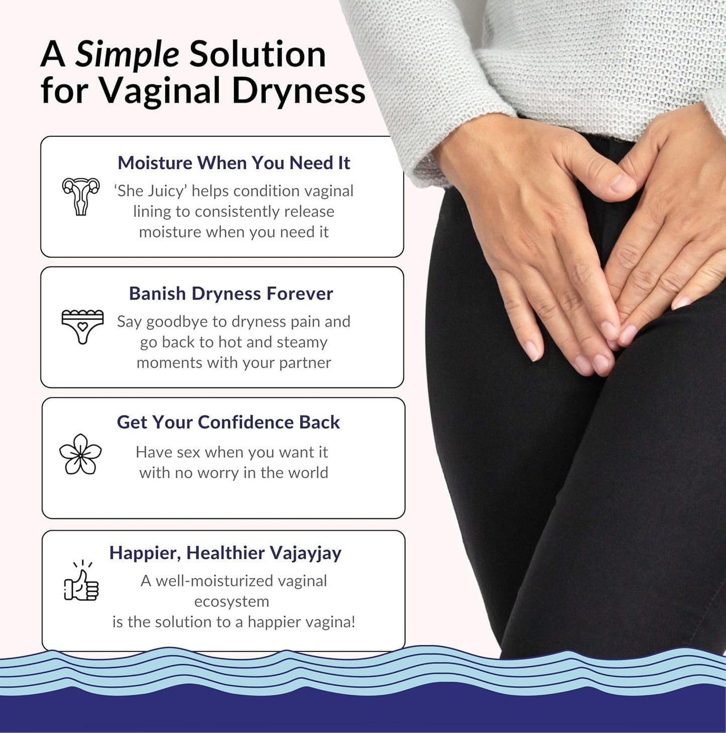 Flower Power Vaginal Moisturizer Capsules | Feminine Care for Women - 60 ct - End Vaginal Dryness with Slippery Elm Bark | Feminine Care for Vaginal Health - Made in USA