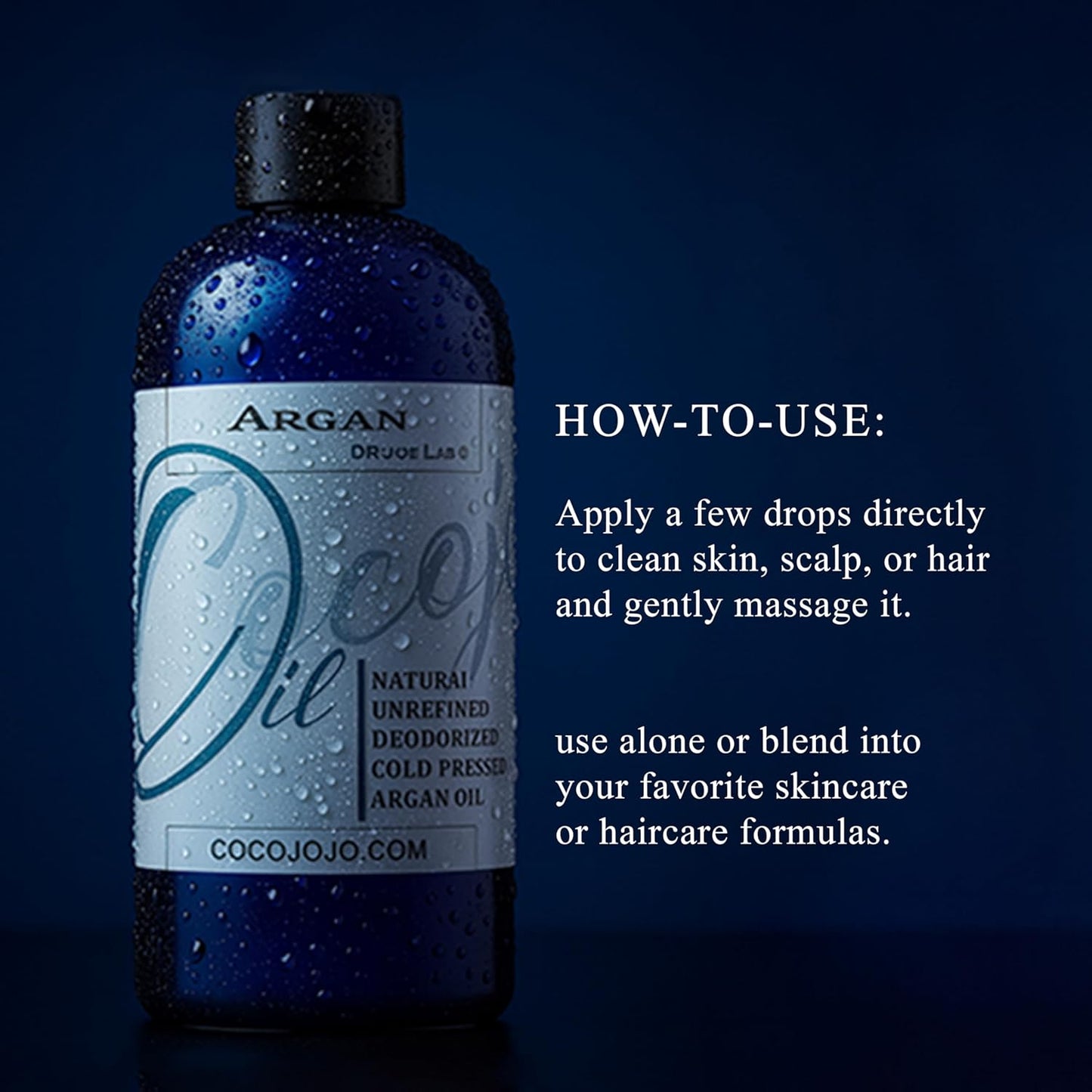 cocojojo Argan Oil Deodorized, Argan Oil for Hair, Hair Treatment, 100% Pure Organic, Oils for Face, Unrefined Unscented Cold Pressed Extra Virgin - 16 Oz