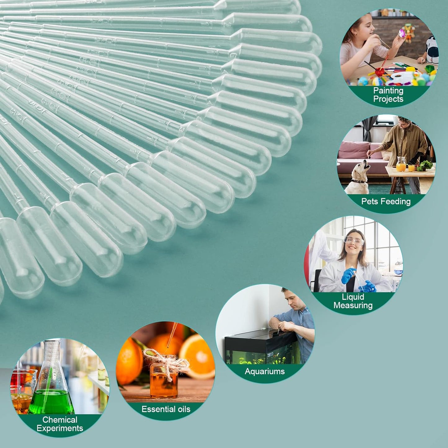 moveland 120PCS 1ML Premium Disposable Plastic Transfer Pipettes, Clear Graduated Eye Dropper for Essential Oils, Home Use, Science Class, Lab Experiments, DIY Art