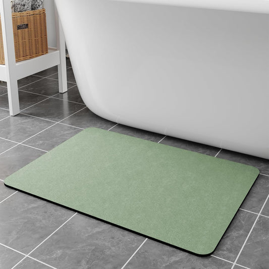 Bath Mat Rugs 32x17 - Diatomaceous Earth Bath Mats Quick Dry Absorbing Bathroom Rugs Rubber Non Slip Thin Bathroom Mat Fit Under Door, Bath Mat for Bathroom Floor, Tub and Shower, Sink, Sage Green
