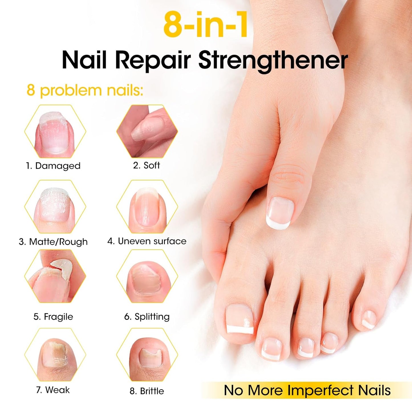GELLEN Pro Care Ginger Nail Strengthener, Ginger Serum Treatment, 8-IN-1 Air Dry Clear Nail Repair Growth Strengthener Calcium Keratin Nourish for Thin Damaged Nails Growth & Post-Removal Repair