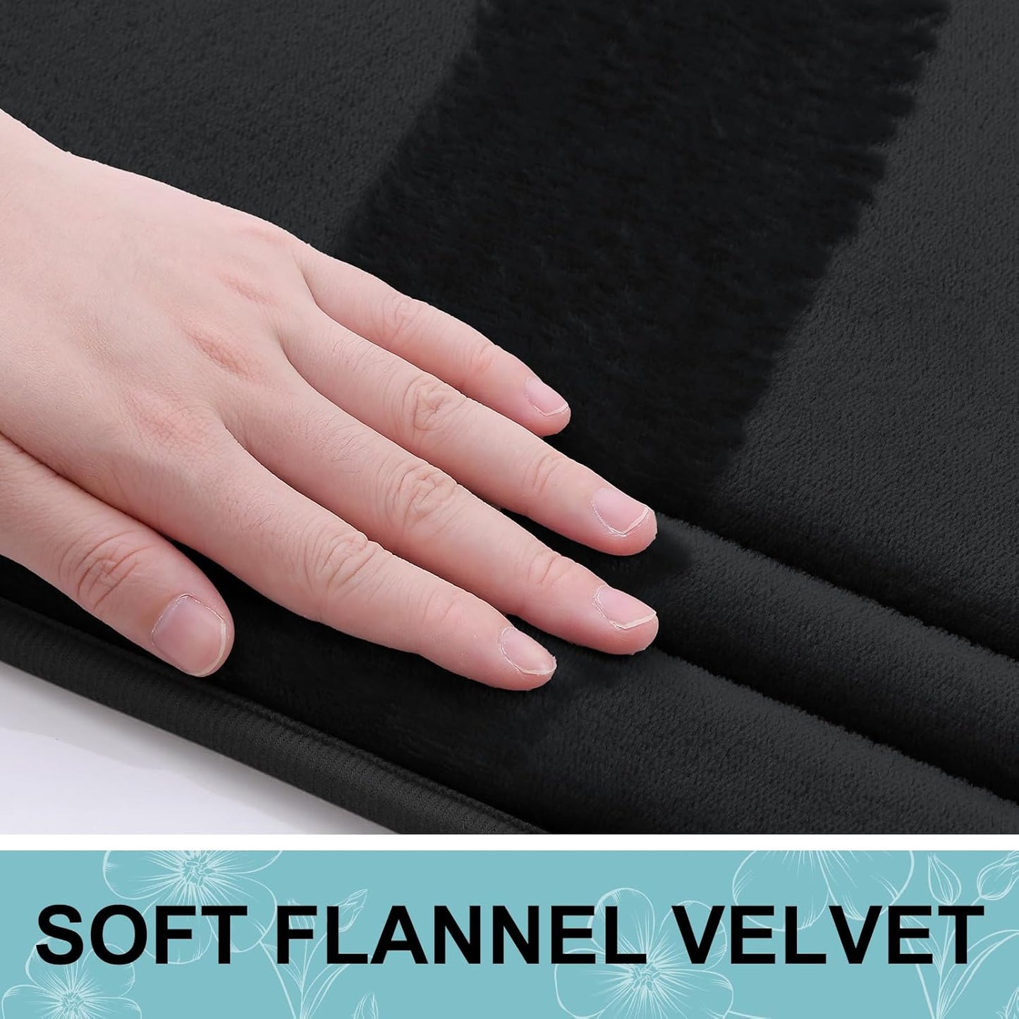 Grandaily Memory Foam Bath Mat Rug 47x17, Ultra Soft, Non-Slip and Absorbent Bathroom Rugs, Machine Wash Dry, Comfortable Bath Carpet for Bathroom Floor, Tub and Shower, Black