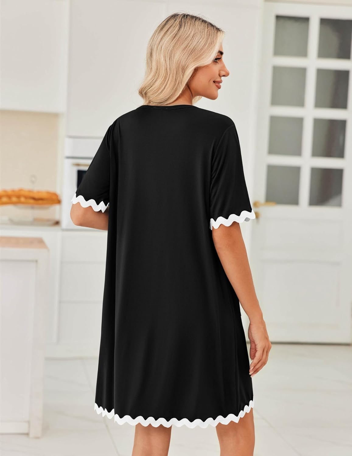 Ekouaer Women Zip Up Robe Lightweight Housecoats with Pockets Knee Length Short Bathrobes Soft Nightgown S-3XL