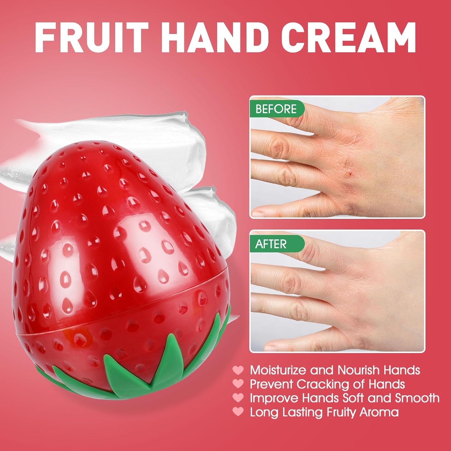 6 Pack Hand Cream Gifts Set For Women, Small Gifts for Women, Hand Lotion for Dry Cracked Hands, Thank You Gifts, Teacher Appreciation Gifts and Birthday Gifts, 1.06 Oz (Strawberry)