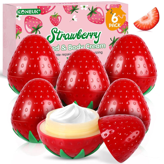 6 Pack Hand Cream Gifts Set For Women, Small Gifts for Women, Hand Lotion for Dry Cracked Hands, Thank You Gifts, Teacher Appreciation Gifts and Birthday Gifts, 1.06 Oz (Strawberry)