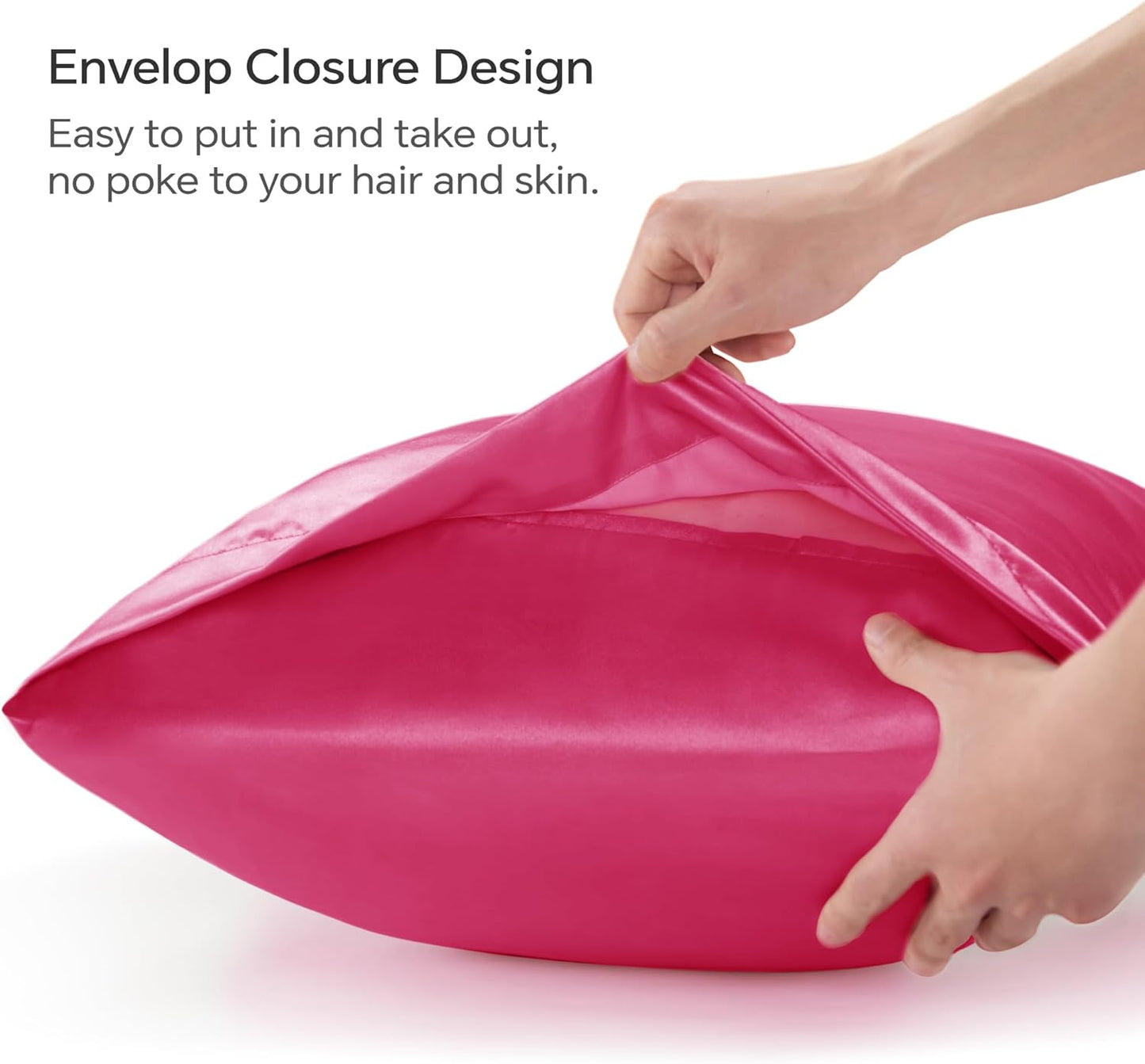 BEDELITE Satin Body Pillow Cover, Super Soft and Cooling Body Pillow Pillowcase for Hair and Skin, Breathable Silky Full Long Pillowcase Cover(20"x54", Hot Pink)