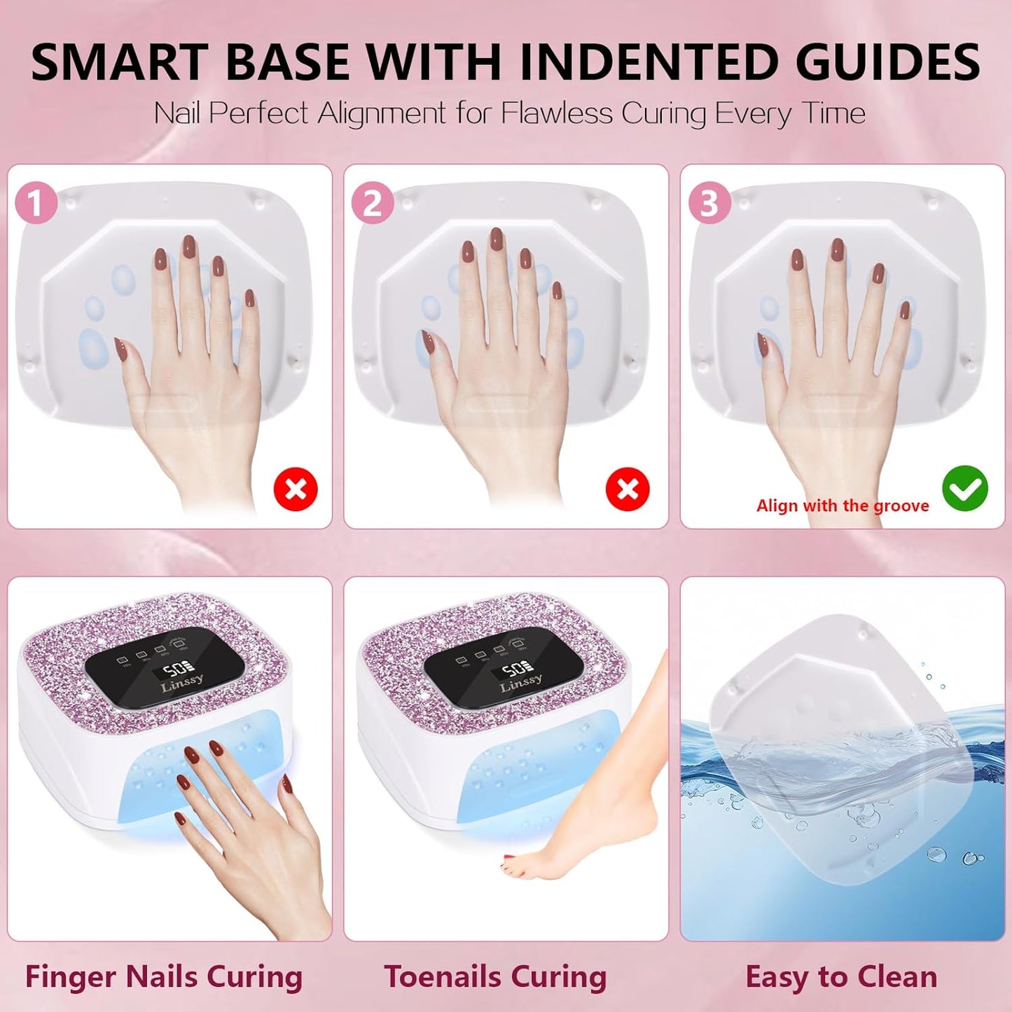 Rechargeable UV/LED Nail Lamp with Auto Sensor, Portable Cordless Gel Nail Dryer Light 4 Timings & Diamond LCD Screen, UV Light for Gel Nails at Home Salon