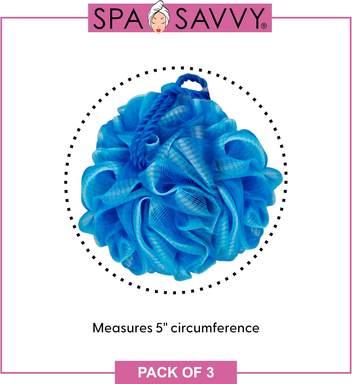 Bath Loofah Set, 3 Pack Shower Pouf Body Sponges with Suction Cups, Exfoliating Bath Accessories for Men and Women, Multicolor