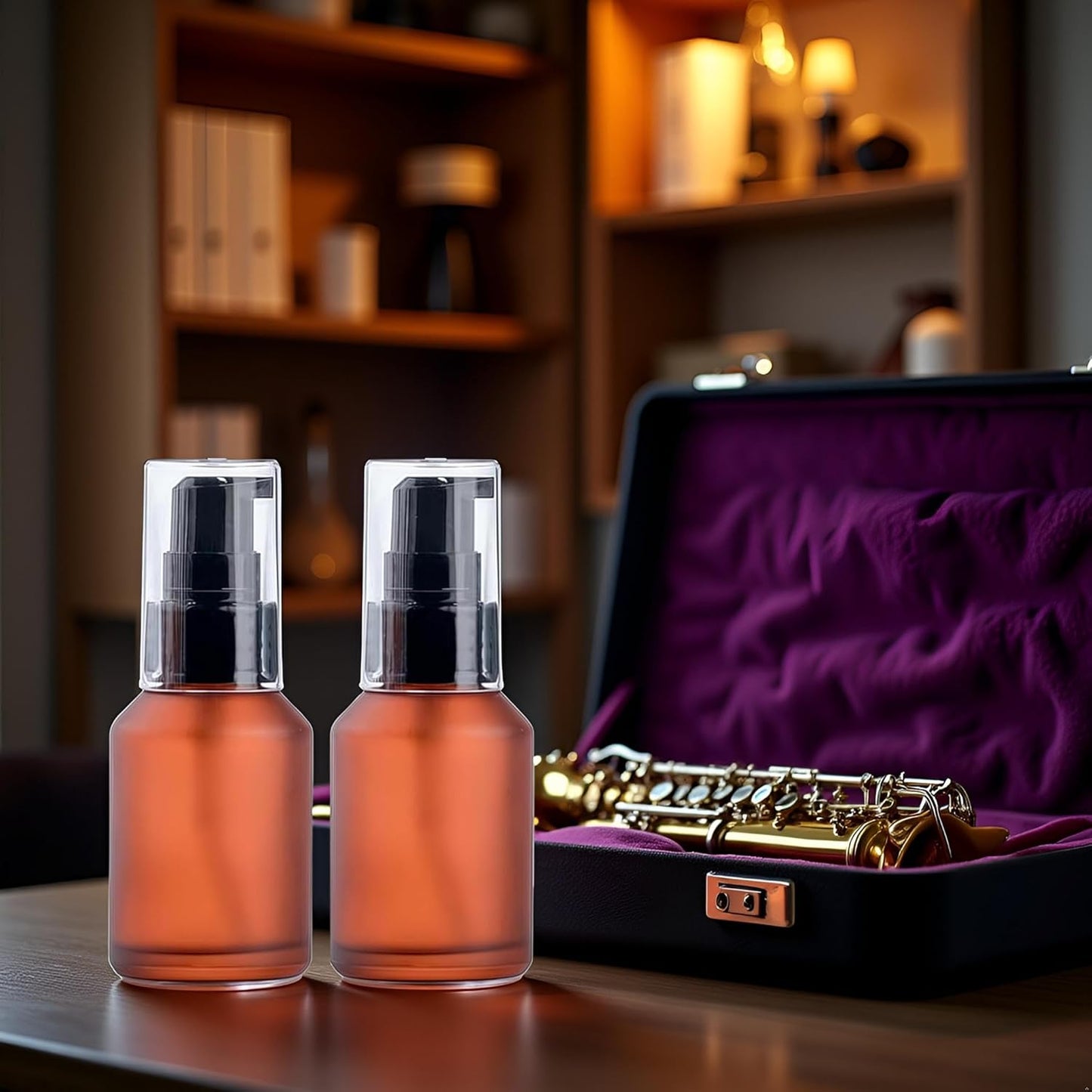 2 Pcs 30ML Brown Refillable Glass Lotion Pump Bottle, Cosmetic Sample Container with Black Plastic Pump Head - Ideal for Creams, Serums, Emulsions, Travel Packing, and Beauty Gels, Pump Dispensers