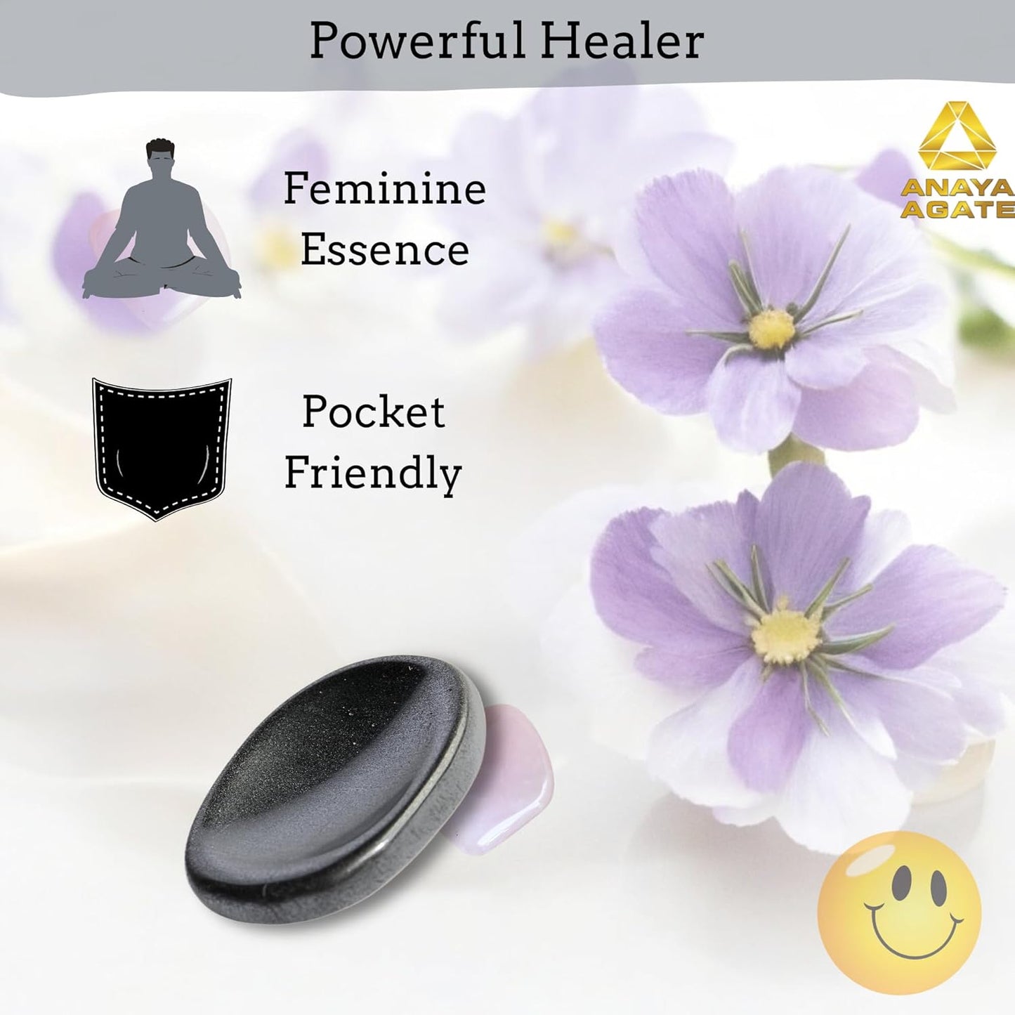 Hematite Worry Stones – Crystal Thumb Worry Stone for Anxiety, Stress – Relaxing and Soothing Balance Stones for Meditation, Stress Relief – Healing Stones and Crystals for Men and Women