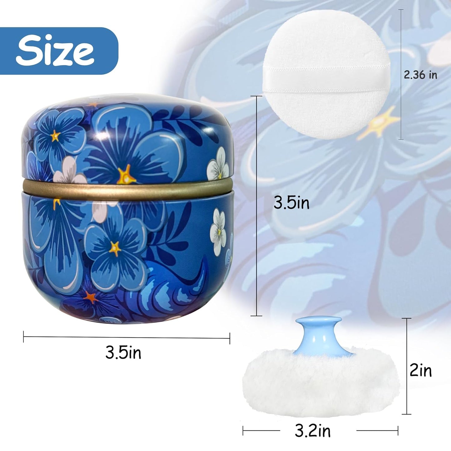 Powder Puff and Powder Container for Body Dusting Powder Case with Puff for Baby and Women,Loose Powder Containers with Puff for Travel (Blue Season1.0)