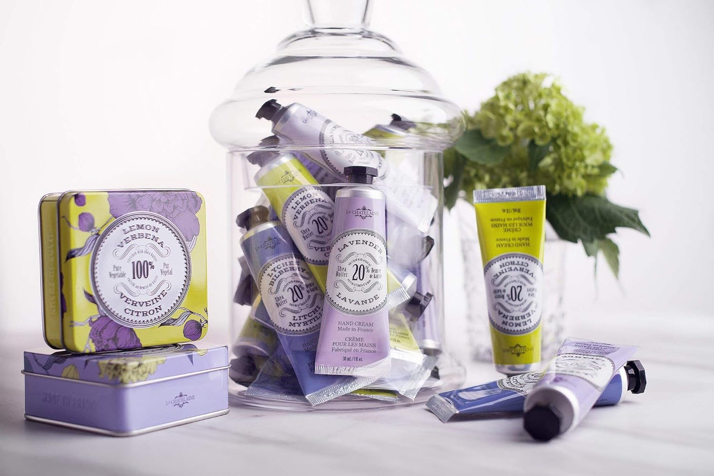 La Chatelaine 20% Shea Butter Hand Cream Travel Size, Organic Argan Oil, Moisturizing, Nourishing, Repairing, Extra-Rich Hand Lotion, Made in France, Paraben Free, 1 oz / 30ml (Lemon Verbena)