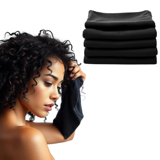 Micro Plop Curl Towels - Smooth Microfiber Scrunch Hair Towels - Set of 5 - Reduce Frizz - Quick Drying - Suitable for Curly, Coily, Wavy, Straight Hair Types
