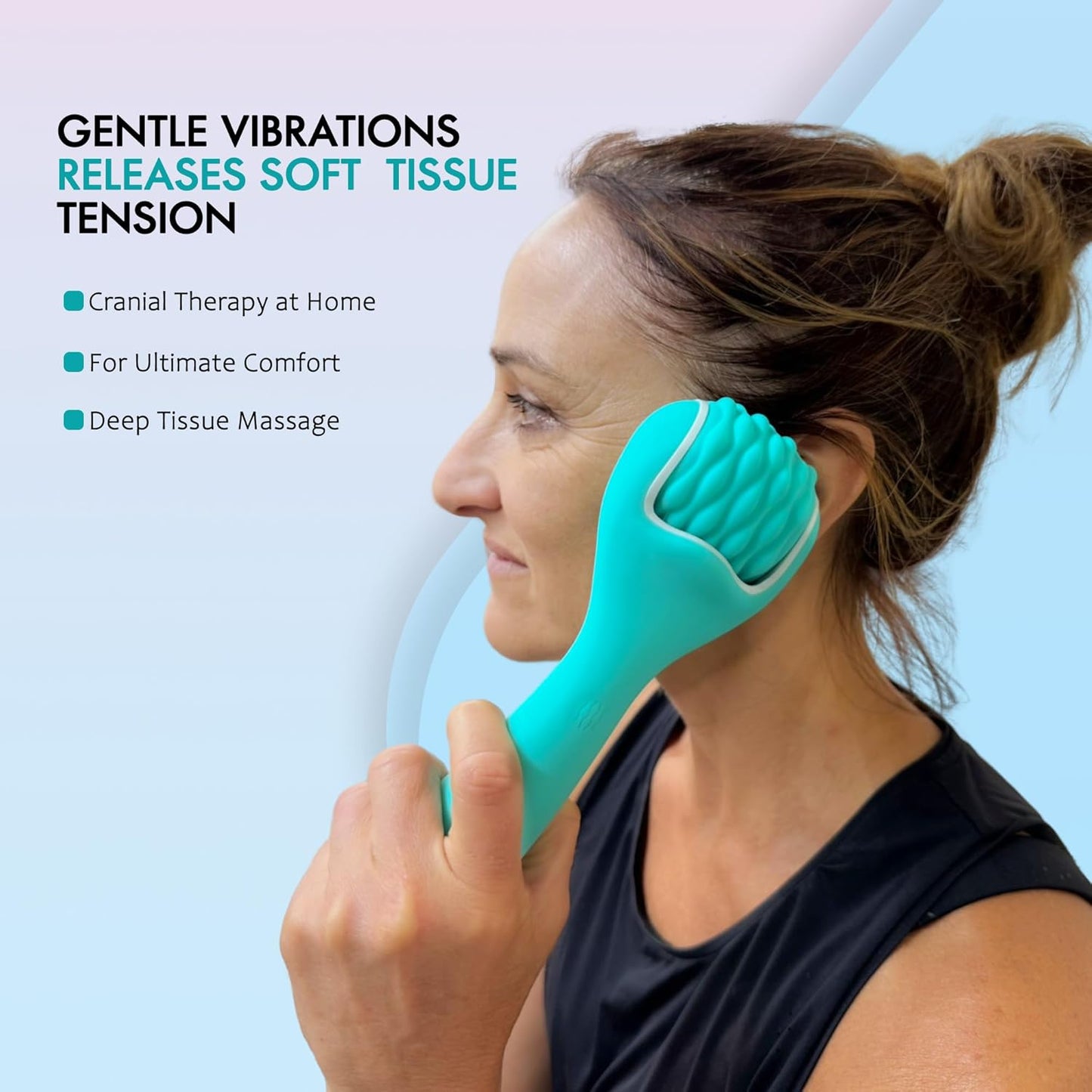 Silicone Ice Head Massage Roller for Head, Neck, Jaw, Ear, and Sinus Relief-Rechargeable Handheld Massage Roller with Comfortable Grip (Teal)