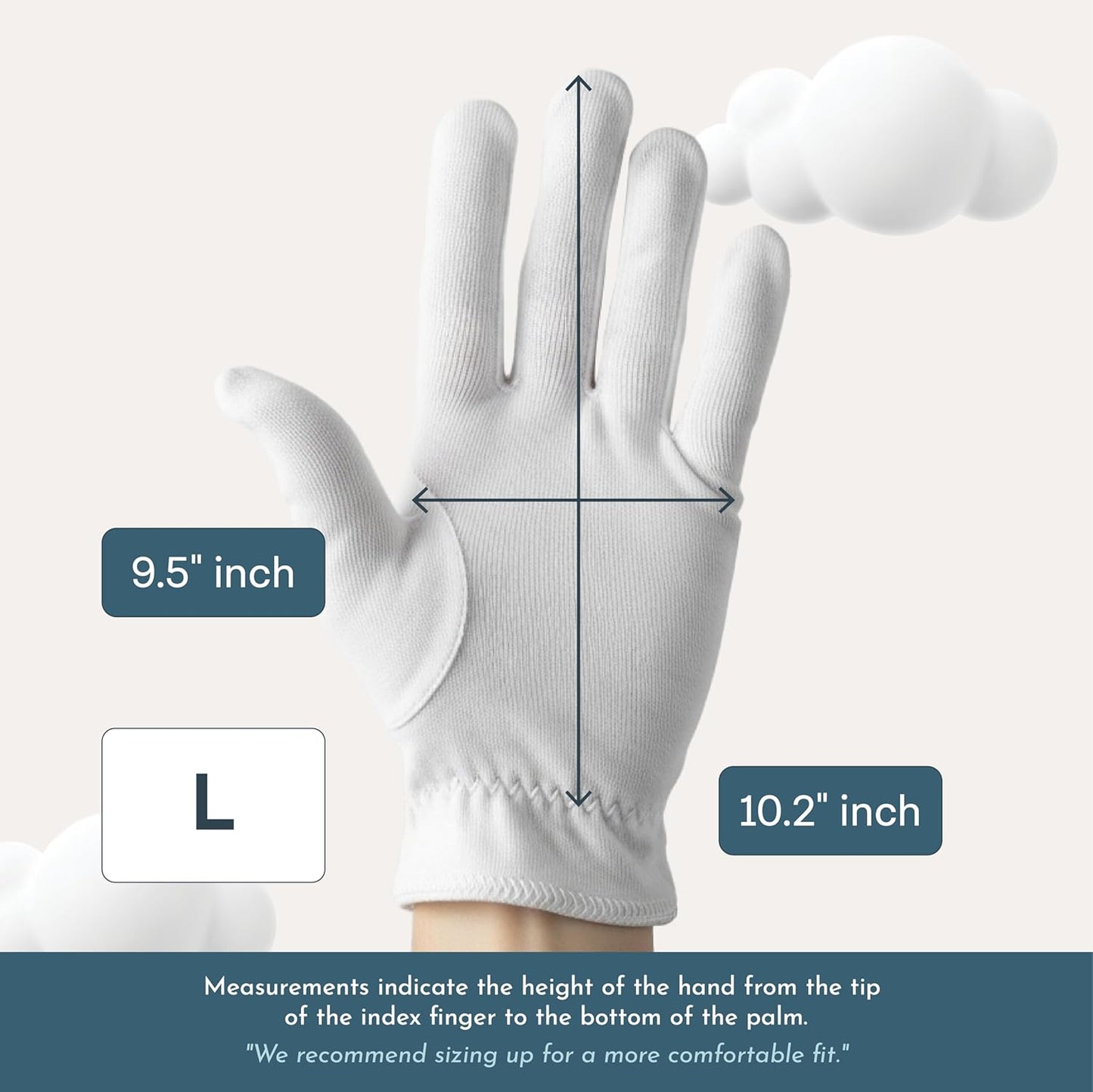 Cottonnerie Cotton Gloves for Dry Hands Sleeping, Moisturizing Gloves Overnight, Hand Moisturizer Gloves, Moisture Gloves for Dry Hands Overnight, Sleeping Gloves, Eczema Gloves, Large 8 Pair