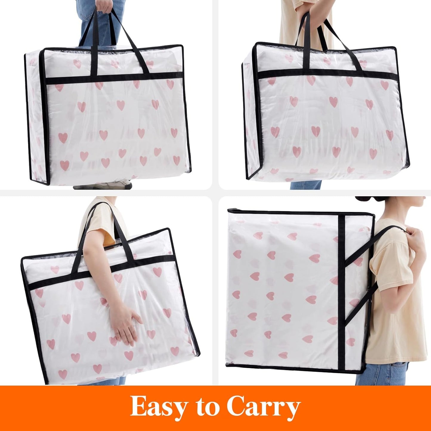 Lifewit 110L Large Clear Clothes Storage Bags, 3 Pack Plastic Vinyl Foldable Moving Bags with Zipper, Closet Organizers and Storage Containers for Blanket, Bedding, Duvet, Pillow, Comforter