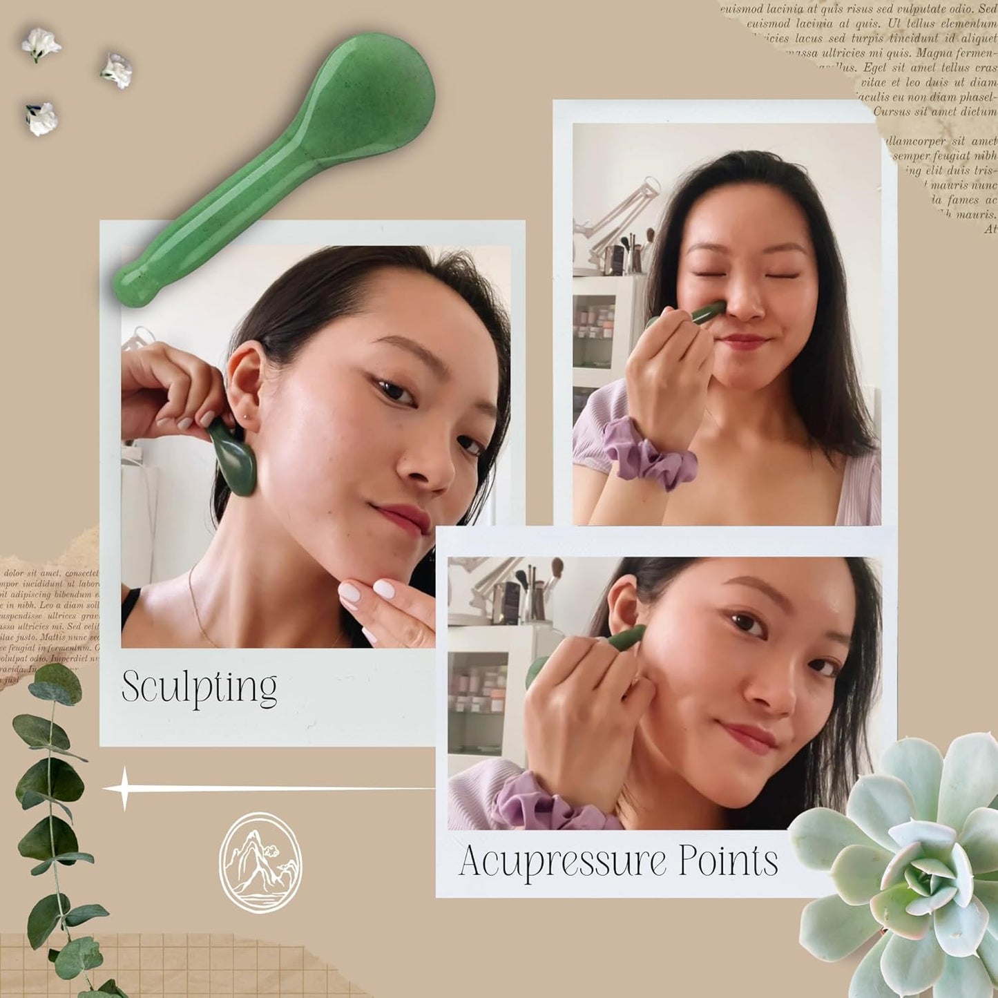 Mount Lai - The Gua Sha Facial Lifting Tool (Jade Gua Sha Spoon, Gua Sha)