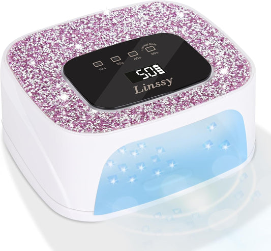 Rechargeable UV/LED Nail Lamp with Auto Sensor, Portable Cordless Gel Nail Dryer Light 4 Timings & Diamond LCD Screen, UV Light for Gel Nails at Home Salon